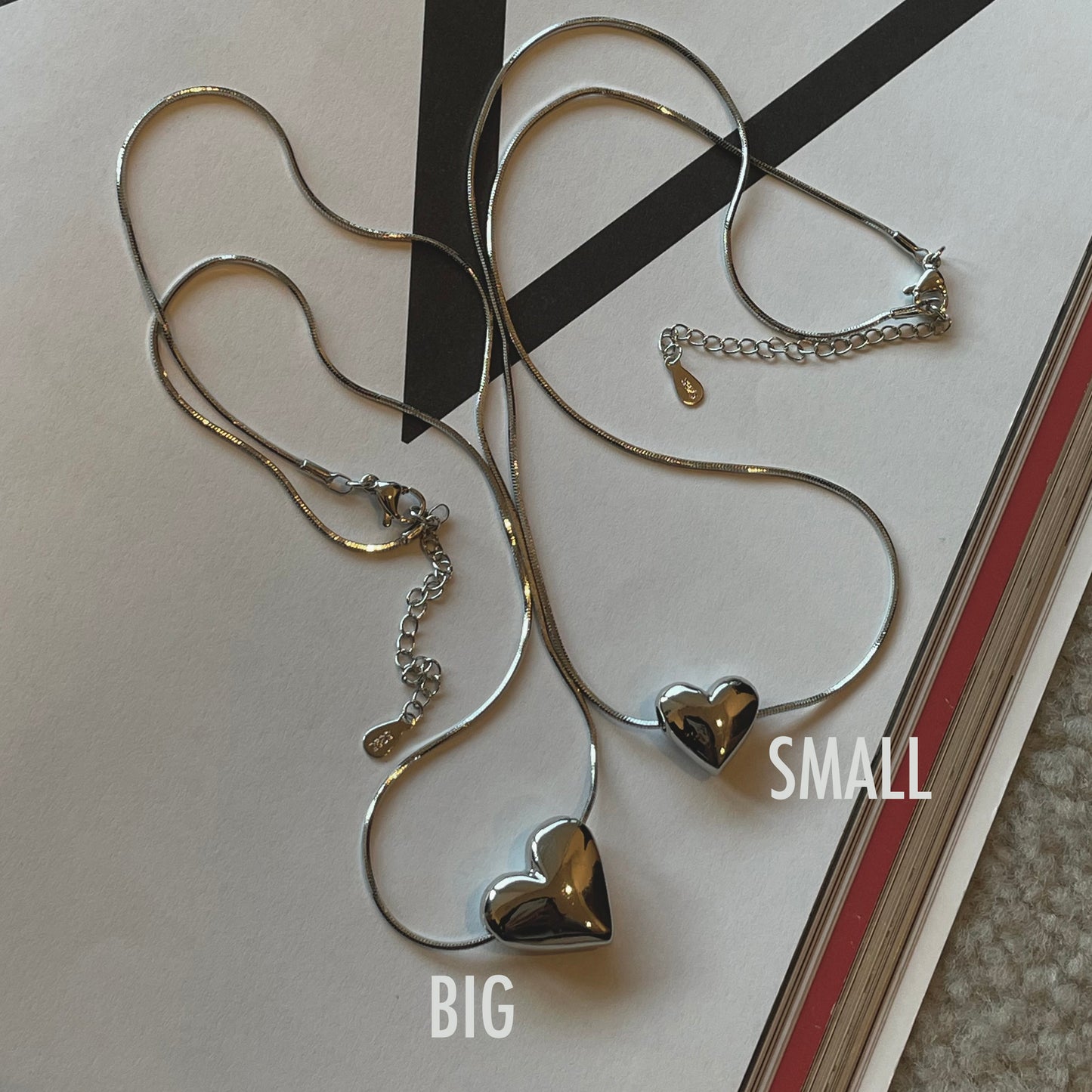 Trendy (Solid)♥ 925 Sterling Silver Heart Necklace
