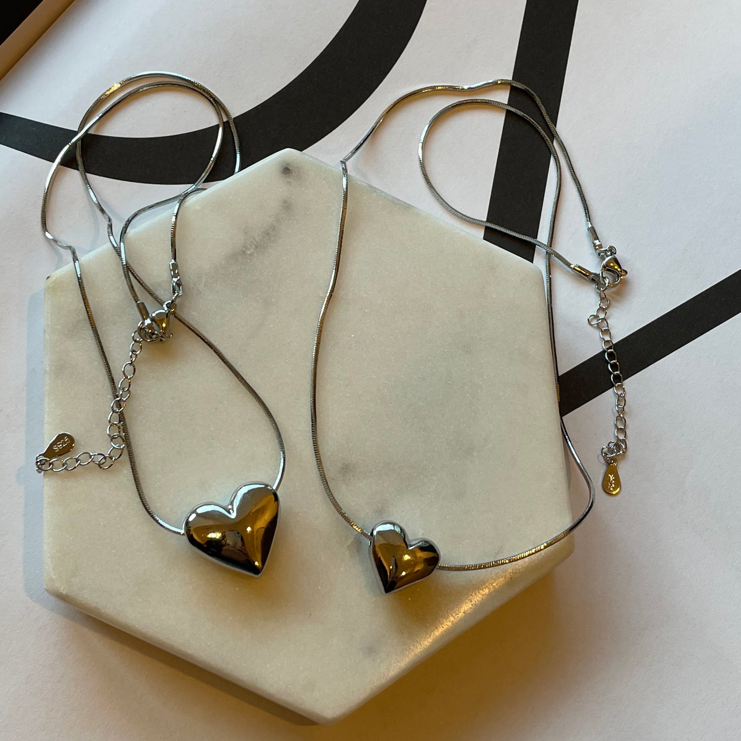 Trendy (Solid)♥ 925 Sterling Silver Heart Necklace