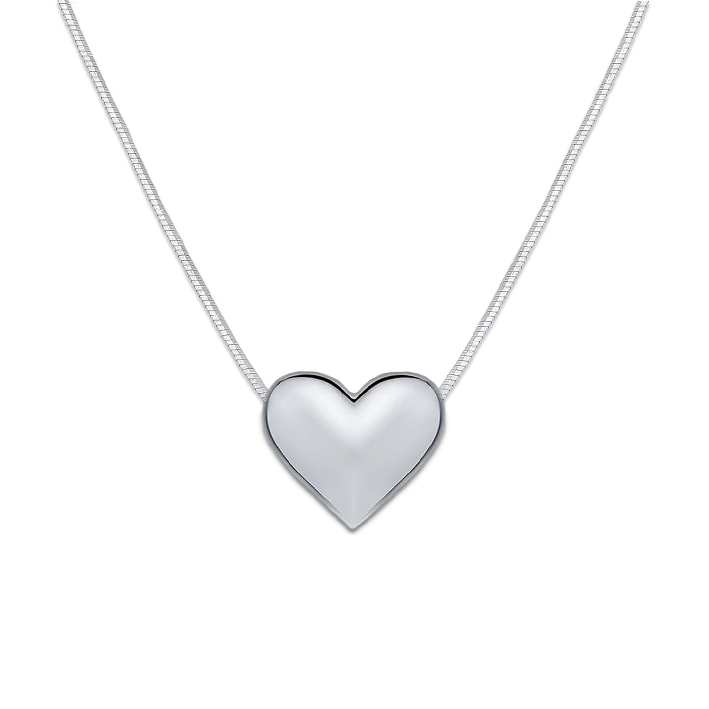 Trendy (Solid)♥ 925 Sterling Silver Heart Necklace