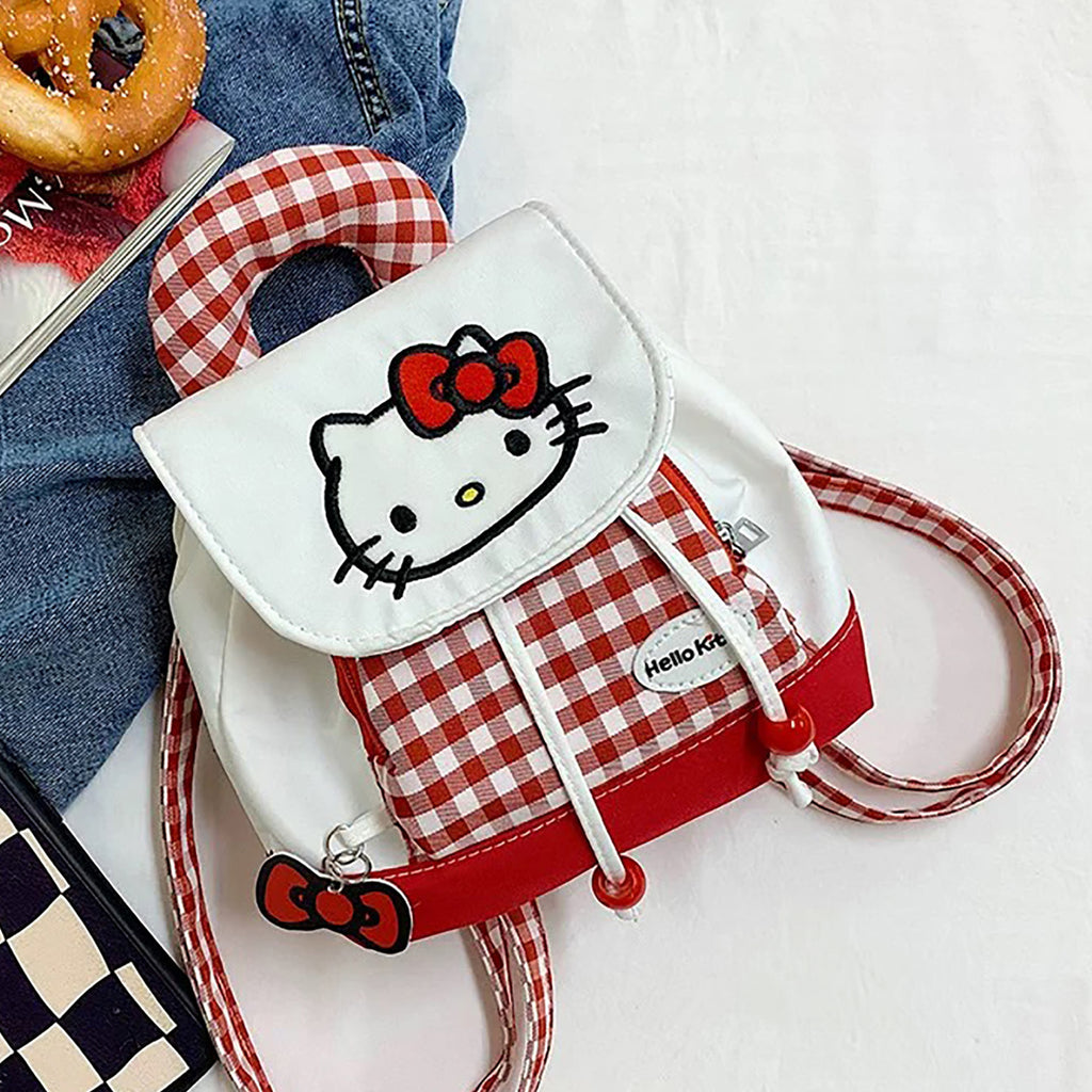 Sanrio Hello Kitty Mini Backpack – Red & White Kawaii Travel Daypack for Women & Kids