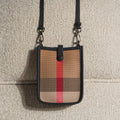 Genuine Leather Plaid Canvas Crossbody Bag – Stylish Checkered Shoulder Purse for Everyday Use
