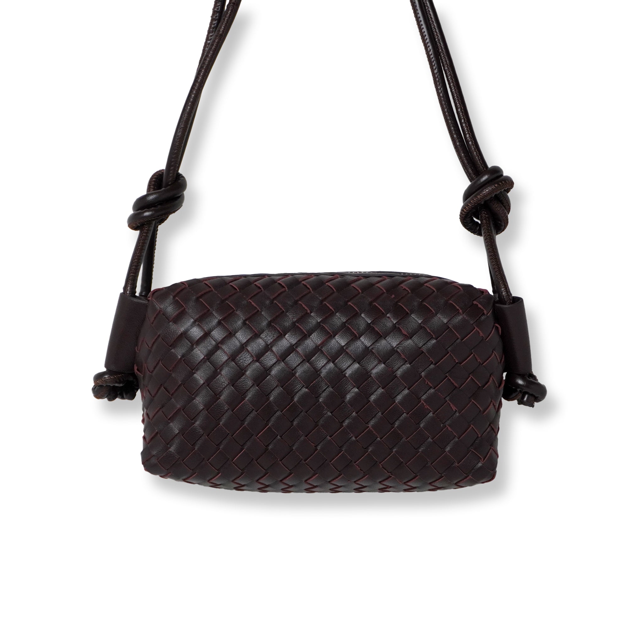 Woven Genuine Leather Shoulder Bag, Luxury Woven Pouch Bag