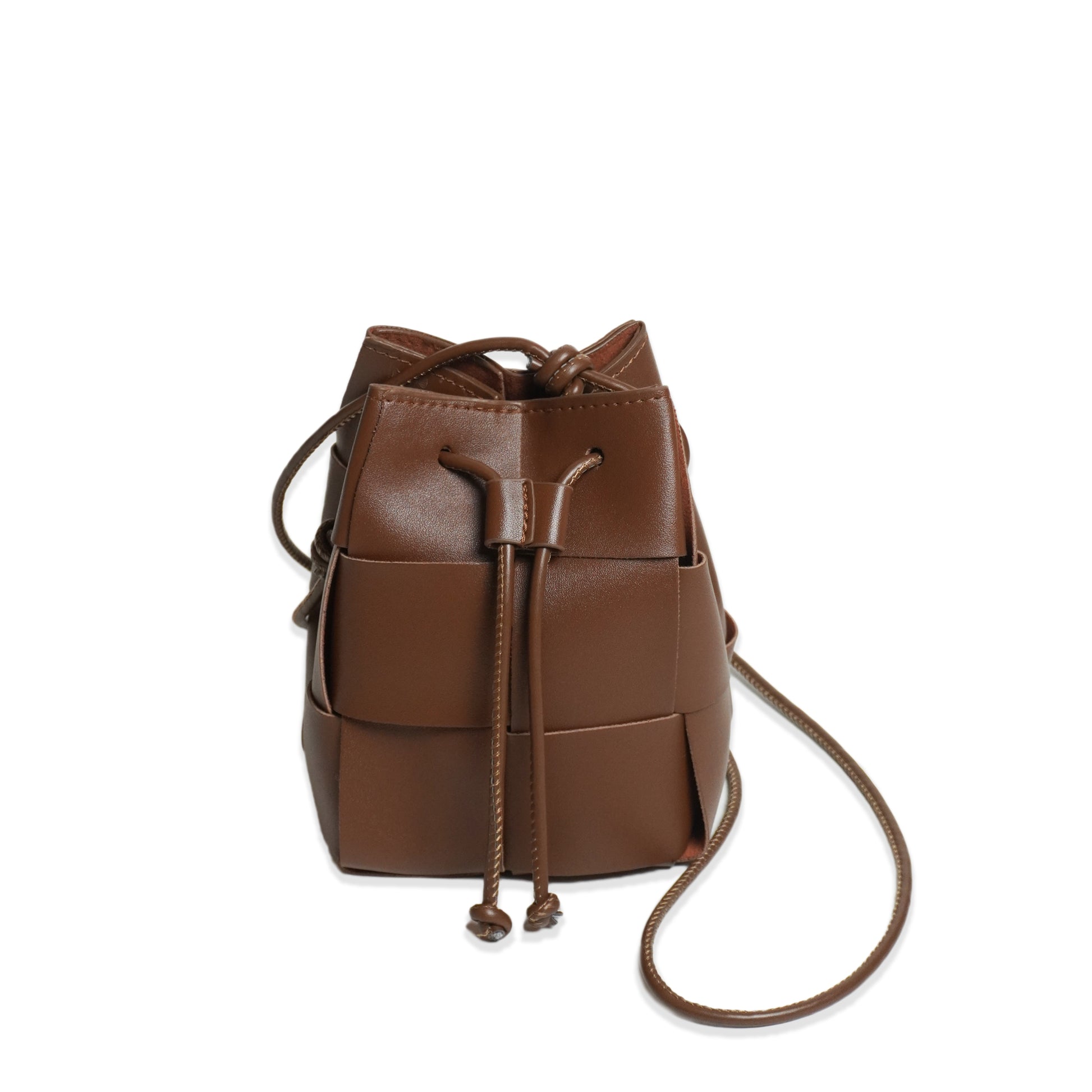 Woven Vegan Leather Pouch Crossbody Bag, Braided Bucket Shoulder Bag