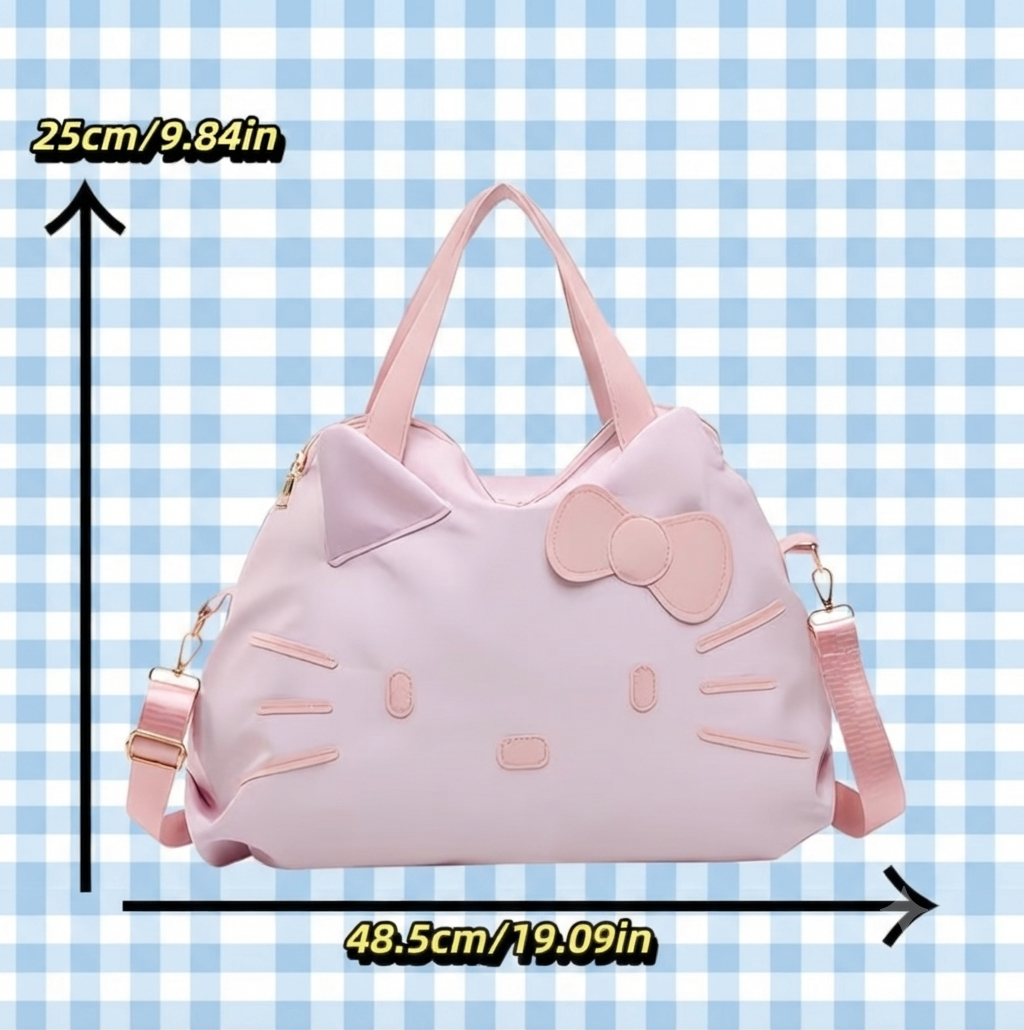 Sanrio Hello Kitty Face Duffle Bag – Pink Lightweight Travel Gym Weekender Carry-On Tote