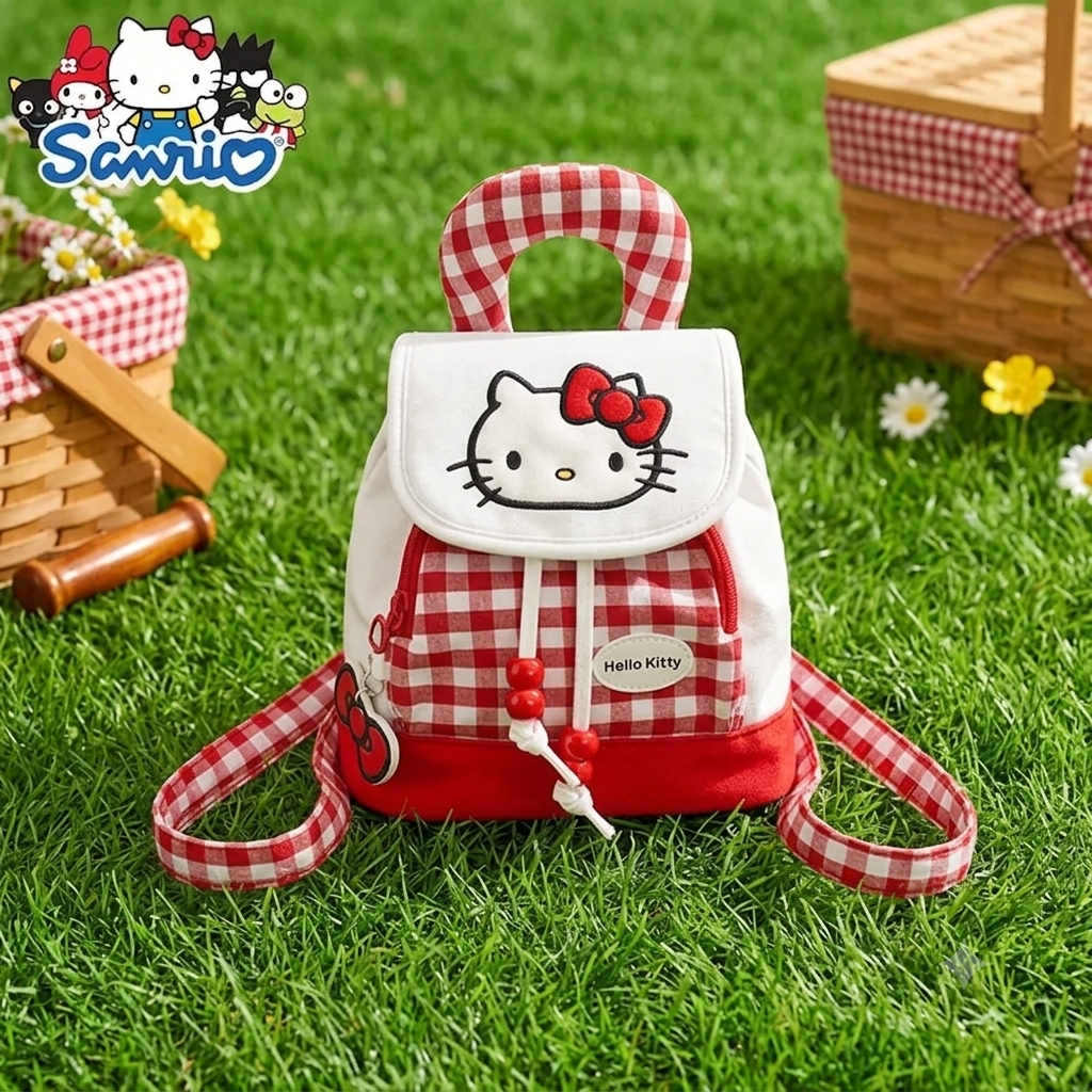 Sanrio Hello Kitty Mini Backpack – Red & White Kawaii Travel Daypack for Women & Kids
