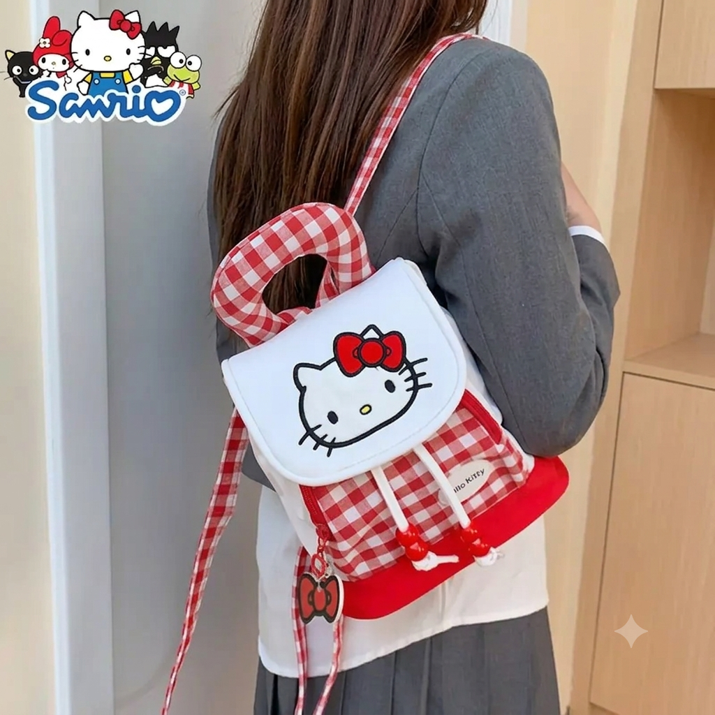 Sanrio Hello Kitty Mini Backpack – Red & White Kawaii Travel Daypack for Women & Kids