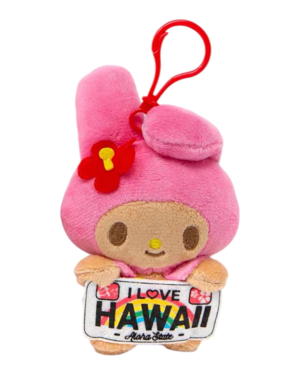 Sanrio My Melody Hawaii Edition Plush Keychain 4.5” – Hawaiian Exclusive Cute Kawaii Bag Charm Gift