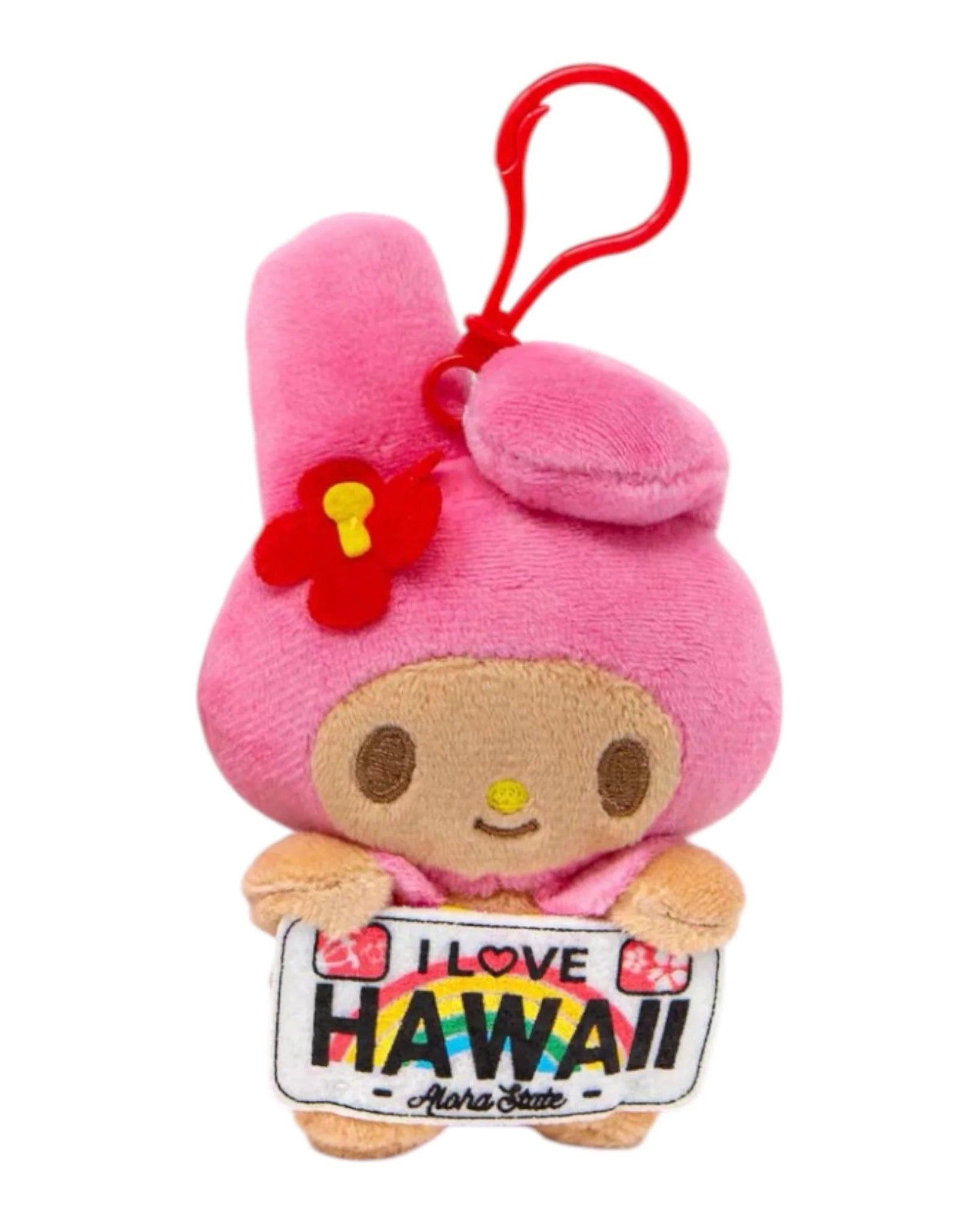 Sanrio My Melody Hawaii Edition Plush Keychain 4.5” – Hawaiian Exclusive Cute Kawaii Bag Charm Gift