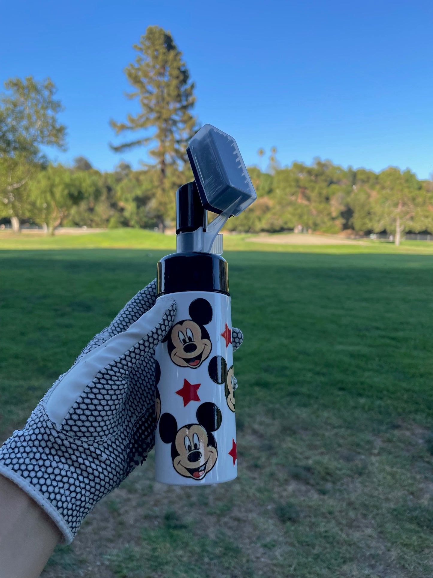 Disney Mickey Golf Club Brush Cleaner with Retainer Clip and Squeeze Water Bottle