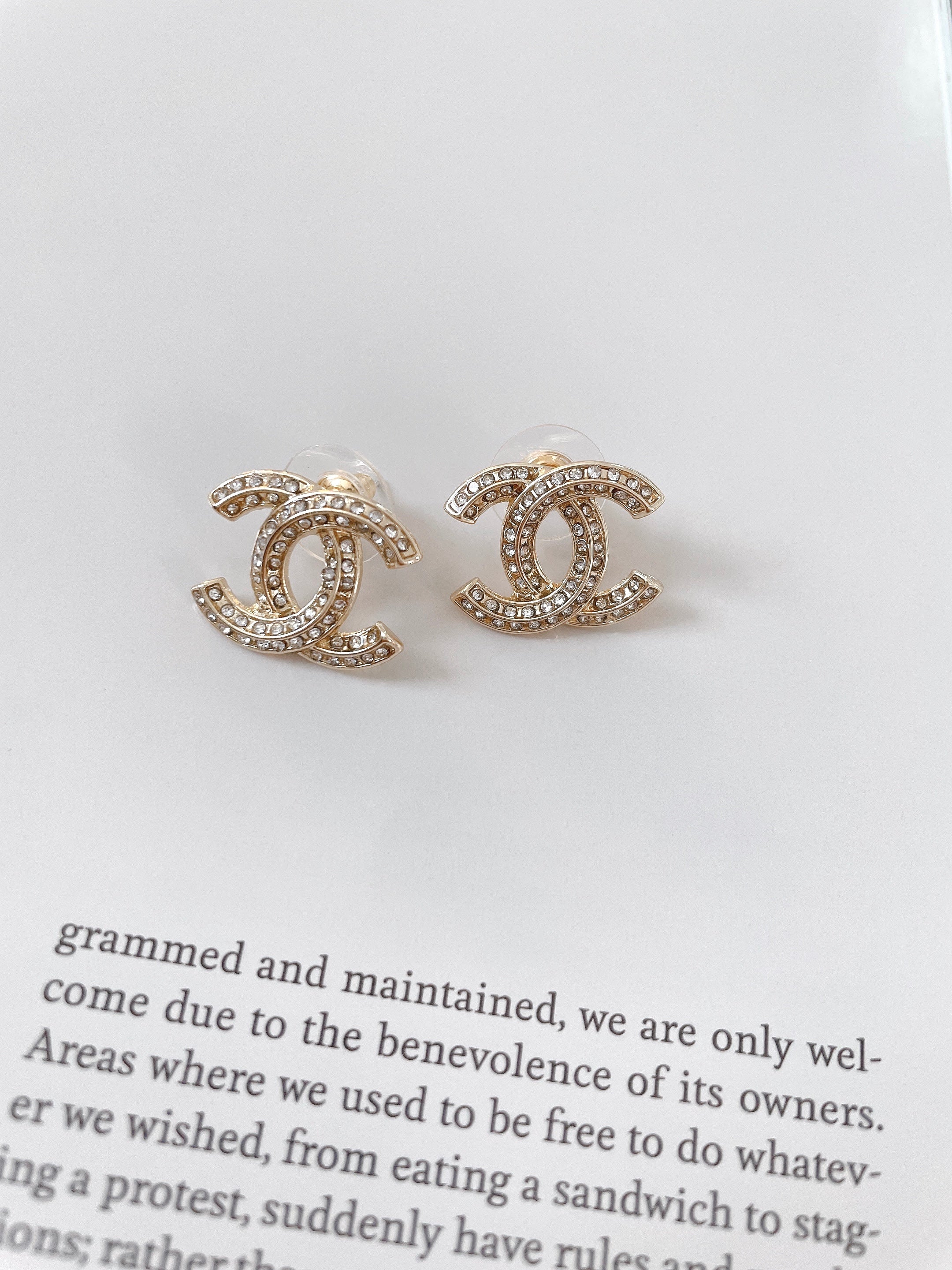 Gold Plated Rhinestone Stud Earrings – Dainty Sparkly Jewelry for Women
