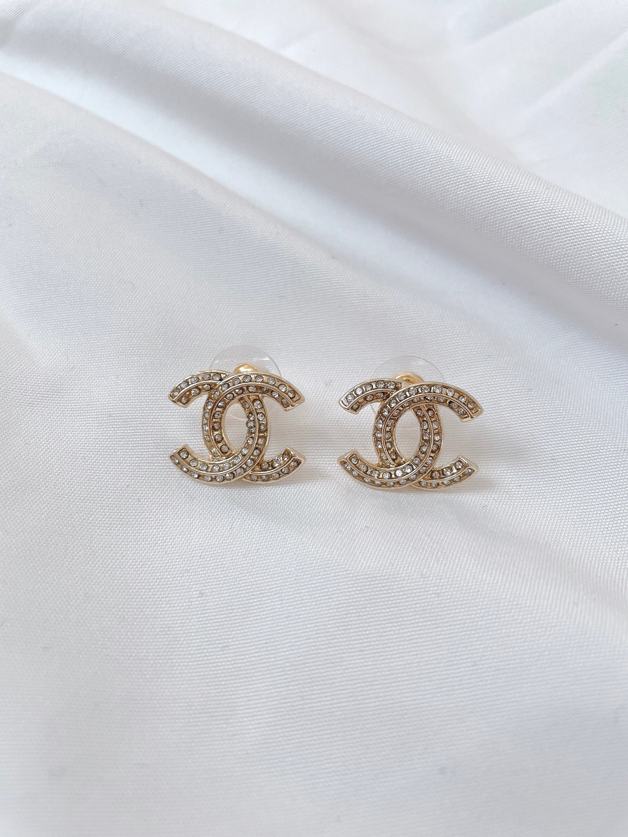 Gold Plated Rhinestone Stud Earrings – Dainty Sparkly Jewelry for Women