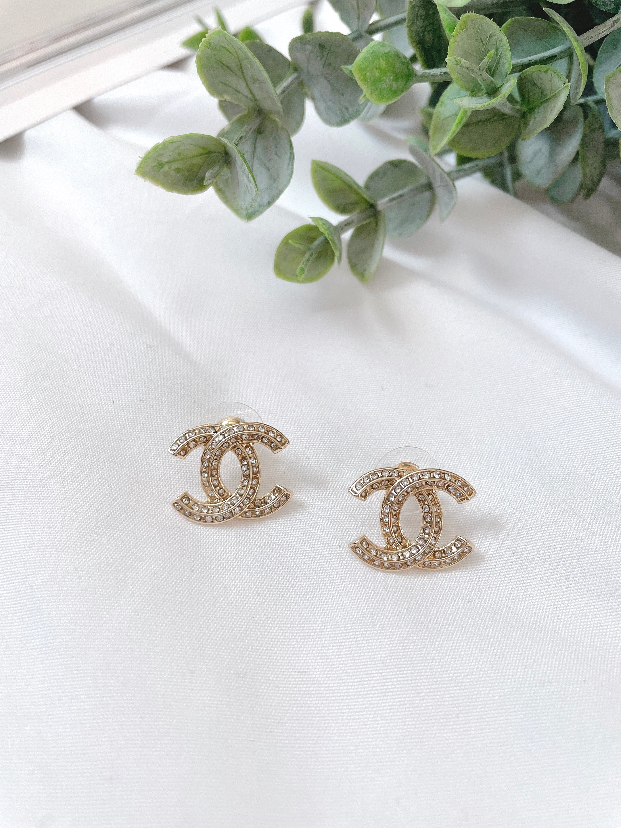 Gold Plated Rhinestone Stud Earrings – Dainty Sparkly Jewelry for Women