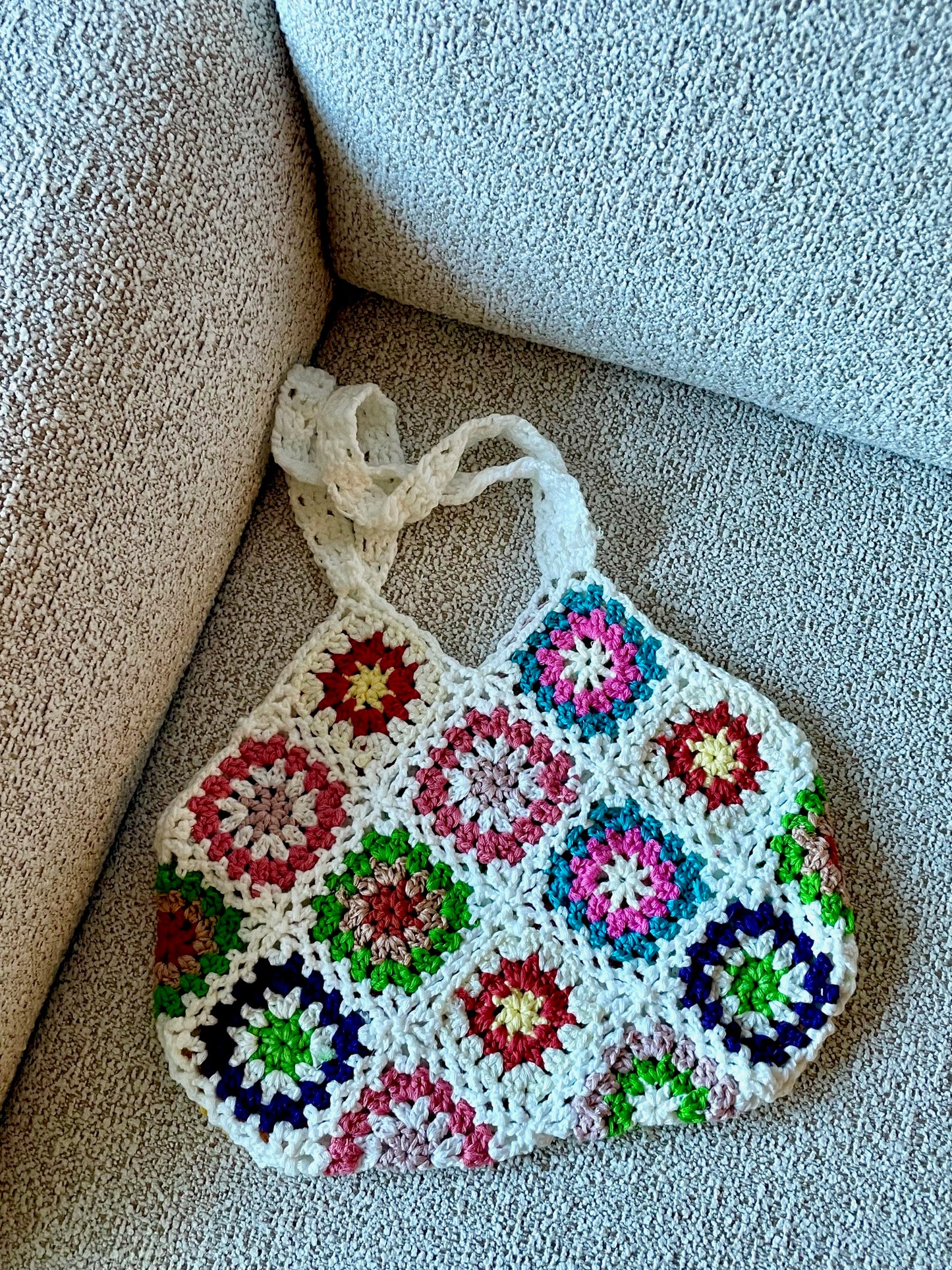 Crochet Floral Tote Bag