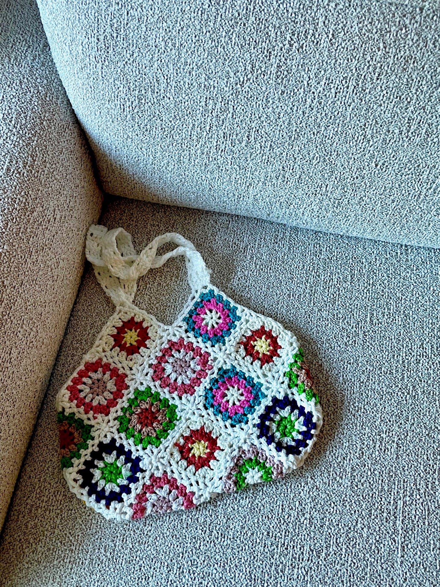 Crochet Floral Tote Bag