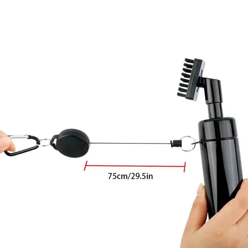 Mickey Golf Club Brush Cleaner with Retainer Clip & Squeeze Water Bottle – Portable Golf Accessory