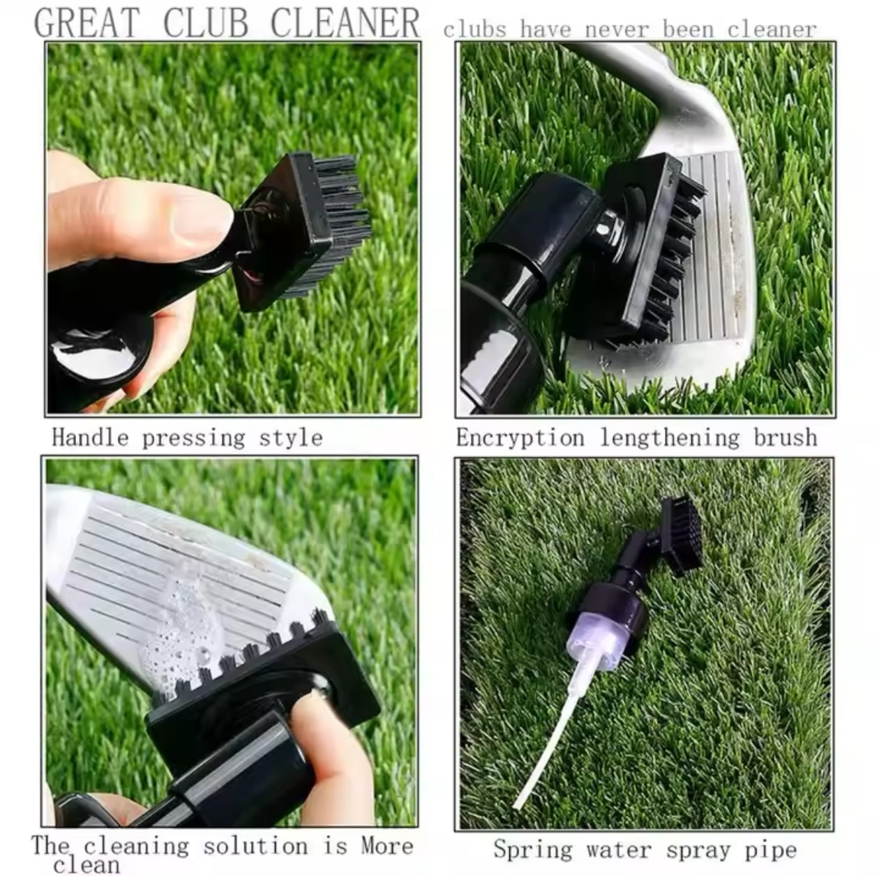 Mickey Golf Club Brush Cleaner with Retainer Clip & Squeeze Water Bottle – Portable Golf Accessory