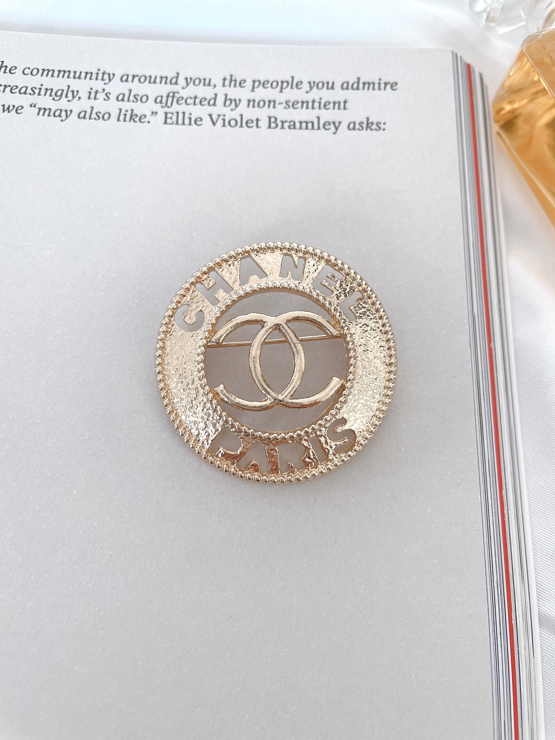 Paris Gold Plated Brooch,Vintage-Inspired Fashion Pin for Women