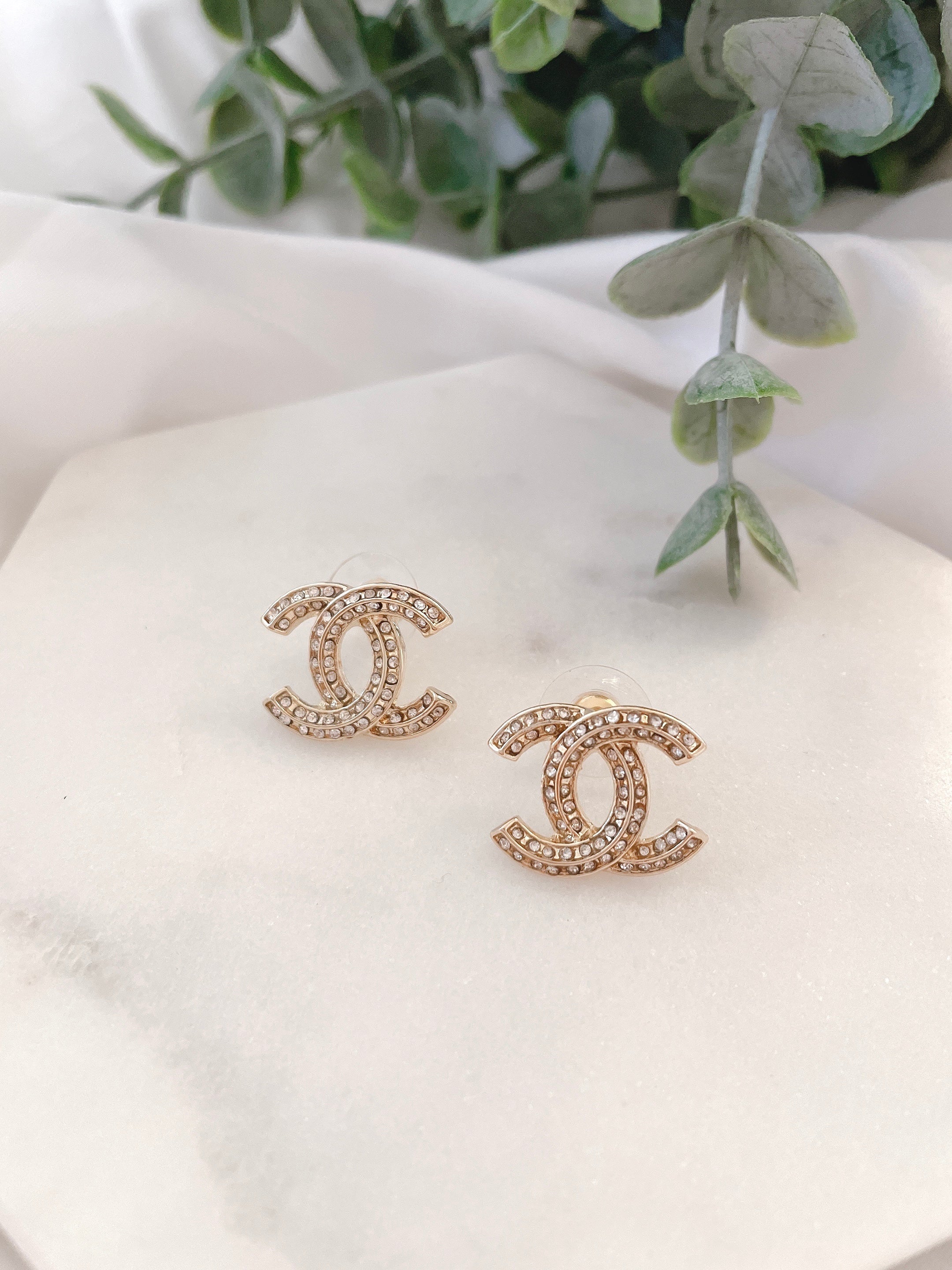 Gold Plated Rhinestone Stud Earrings – Dainty Sparkly Jewelry for Women
