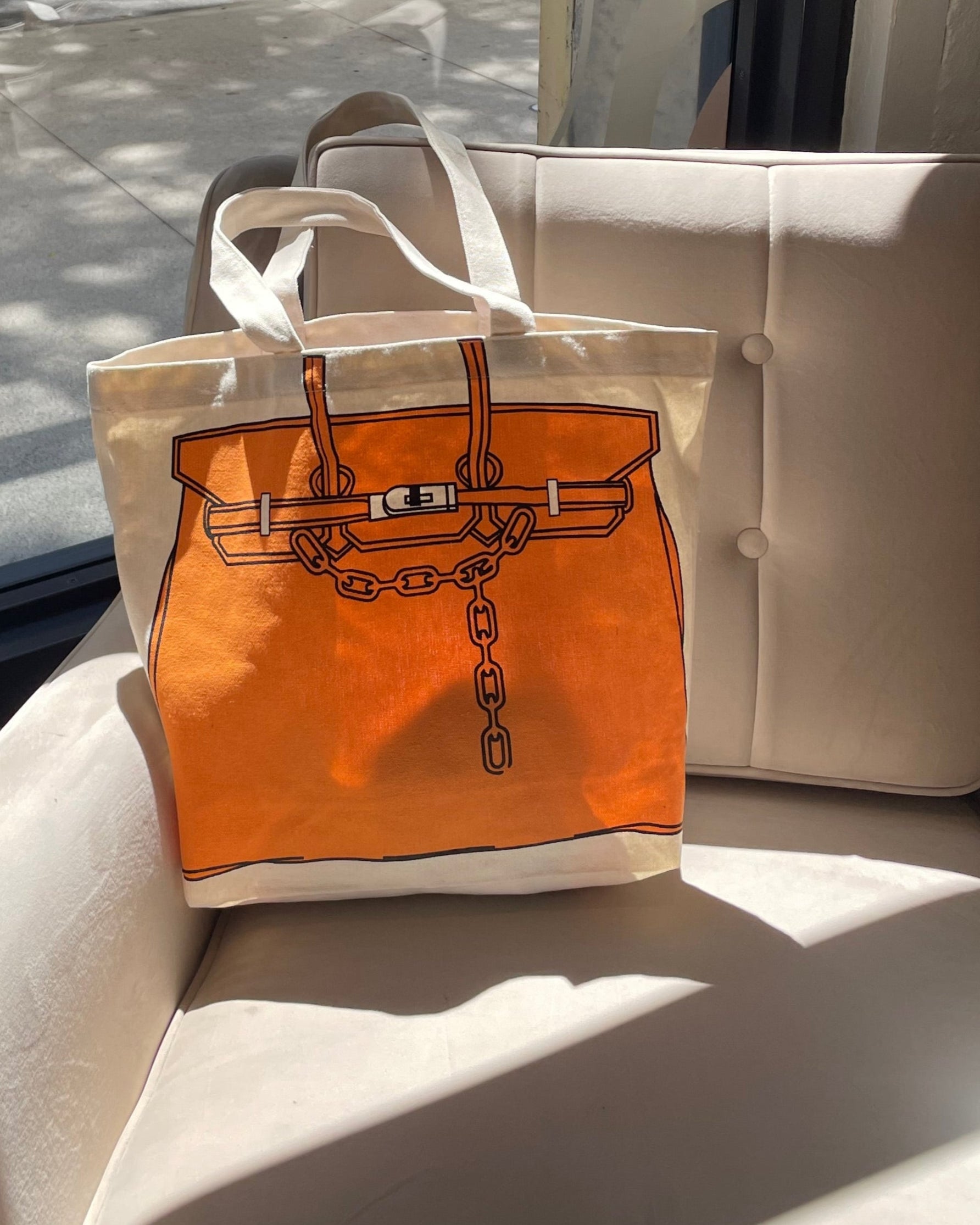 Designer Inspired Printed Tote Bag – Birkin Bag Drawing Canvas Shopper for Everyday Use