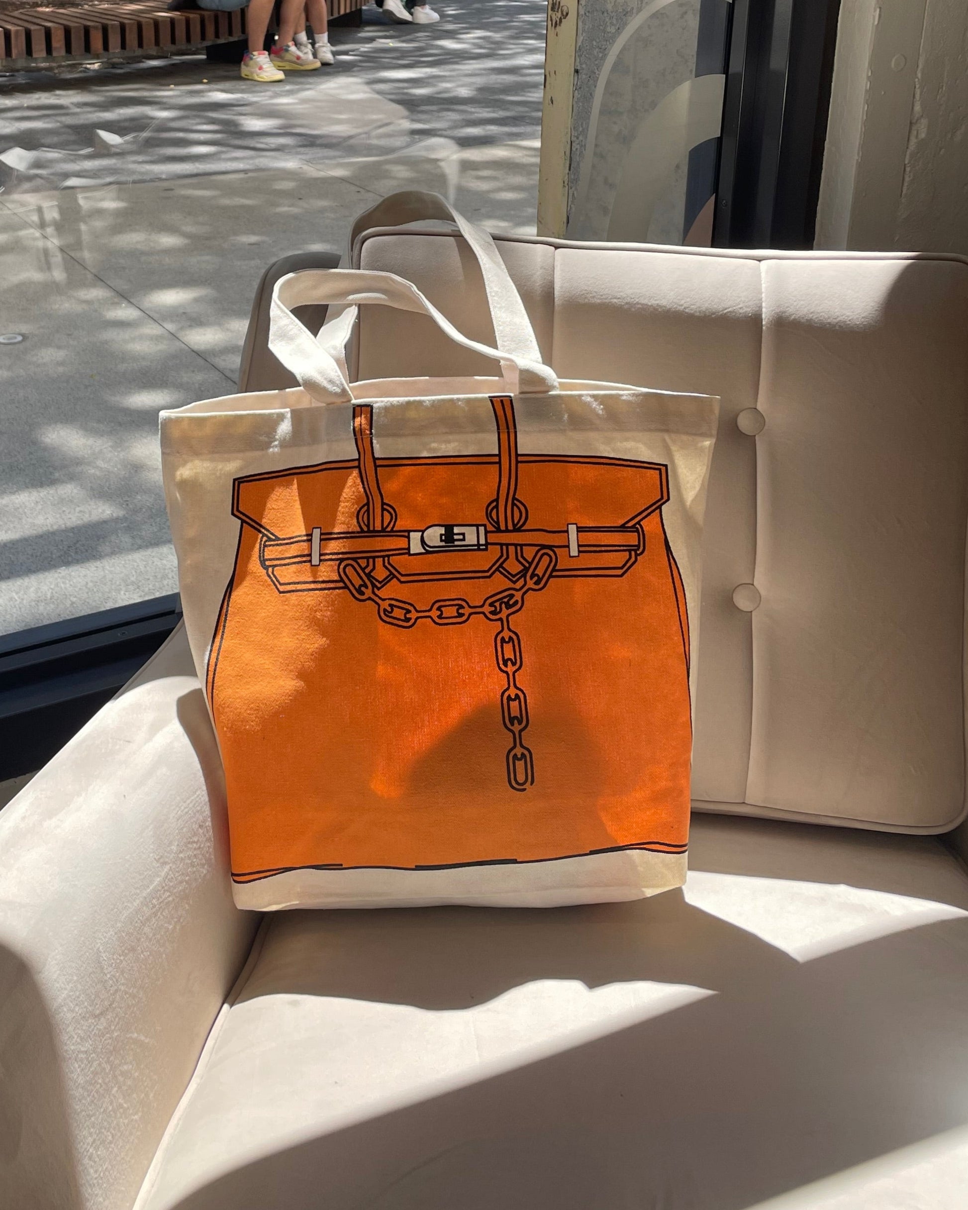 Designer Inspired Printed Tote Bag – Birkin Bag Drawing Canvas Shopper for Everyday Use