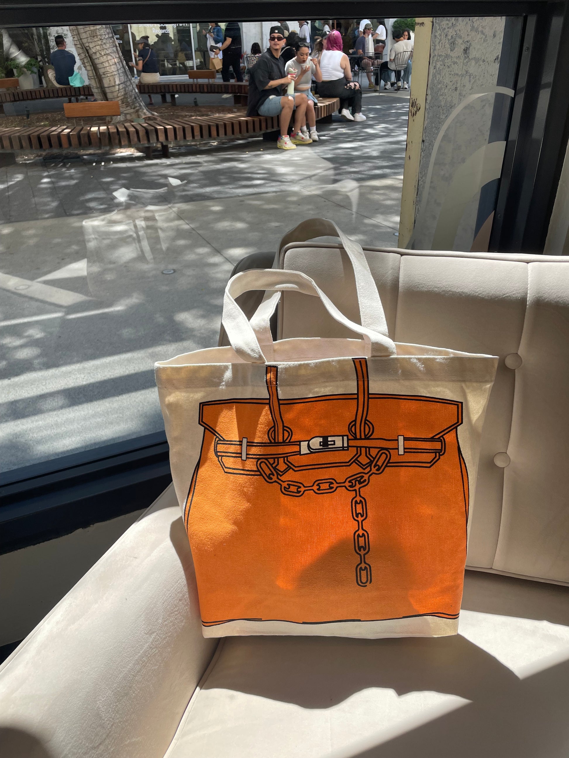Designer Inspired Printed Tote Bag – Birkin Bag Drawing Canvas Shopper for Everyday Use