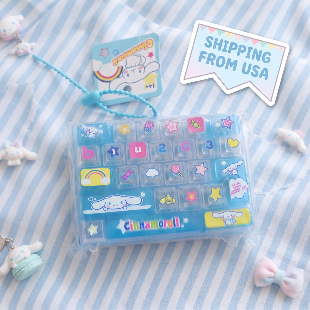 Sanrio Cinnamoroll Keyboard Keychain – ASMR Fidget Clicker Stress Relief Toy