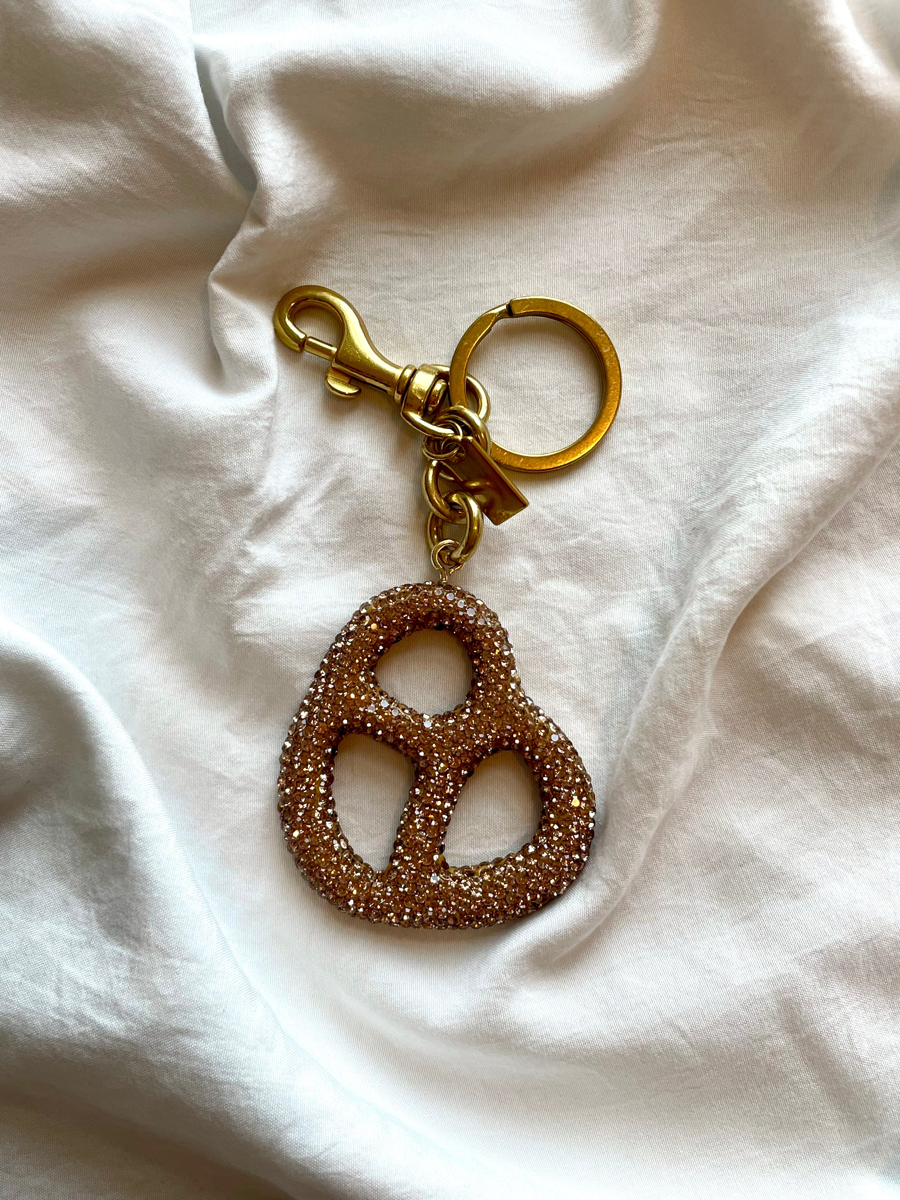 Rhinestone Pretzel Bag Charm Keychain – Sparkly Purse & Handbag Accessory