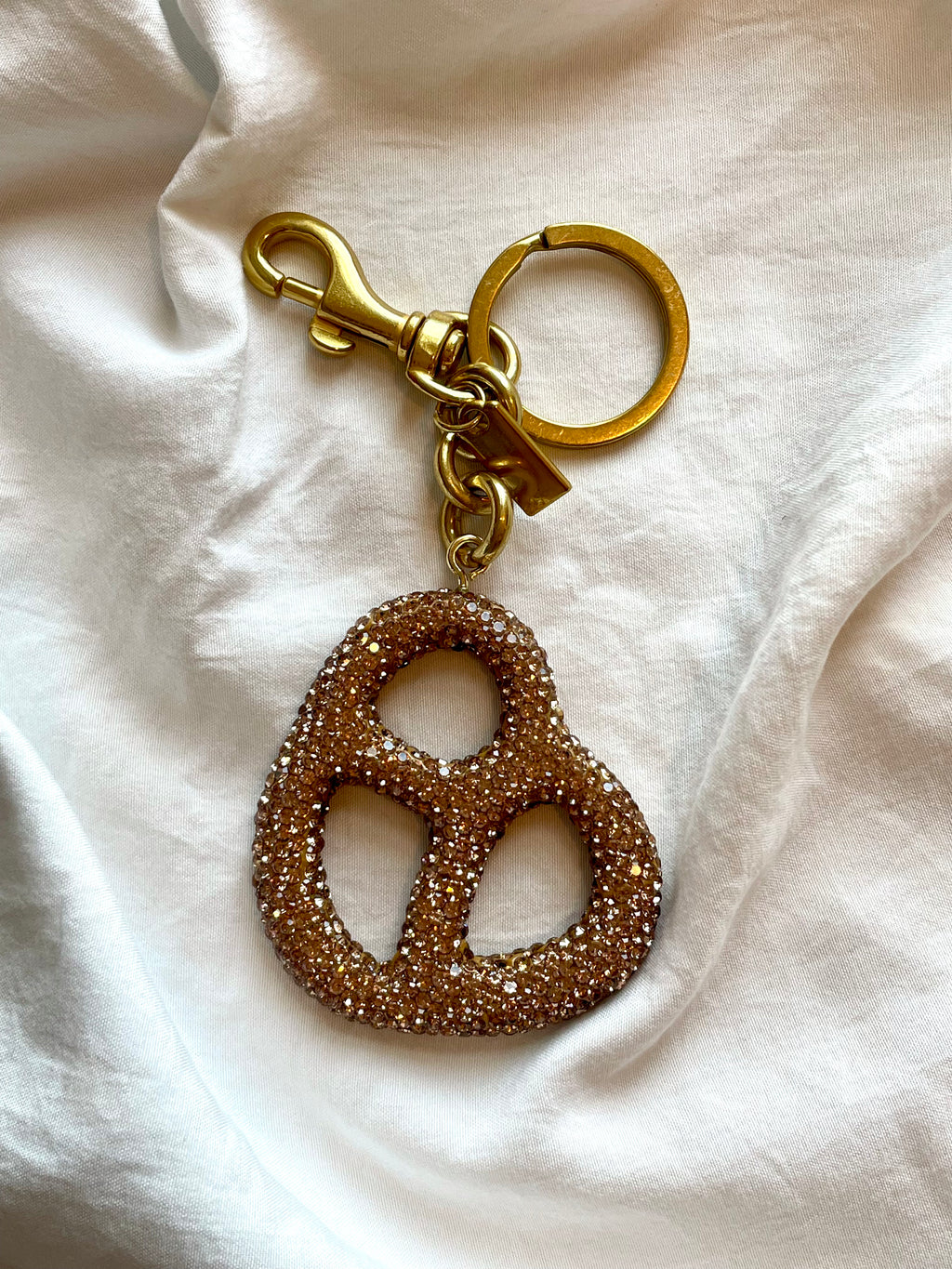 Rhinestone Pretzel Bag Charm Keychain – Sparkly Purse & Handbag Accessory