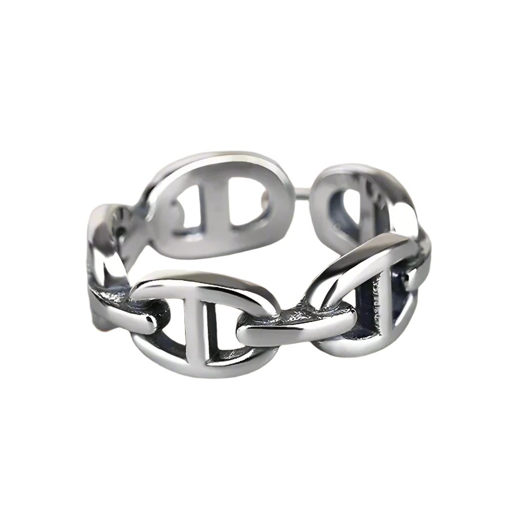 925 Sterling Silver Chain Link Adjustable Ring