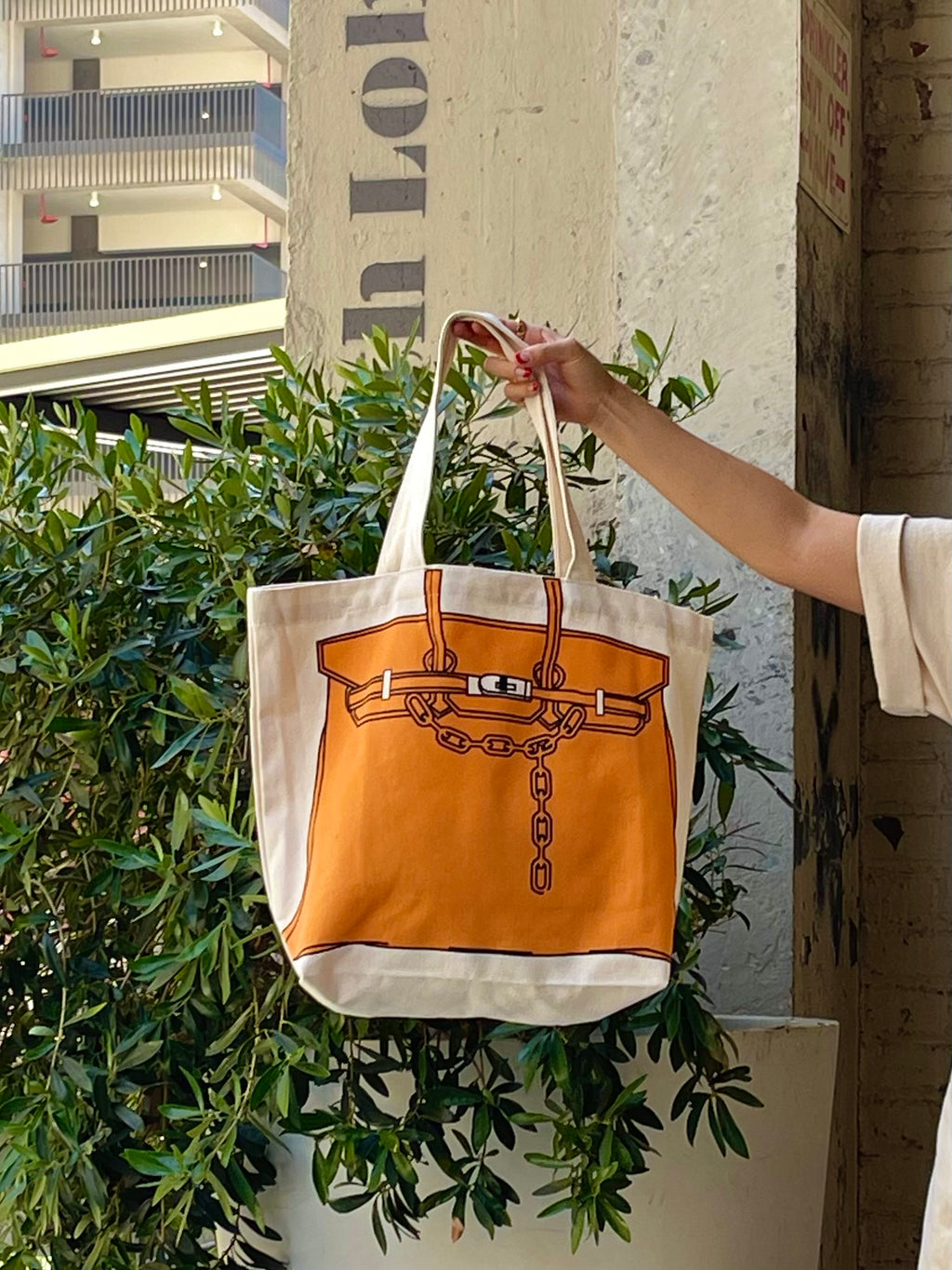 Designer Inspired Printed Tote Bag – Birkin Bag Drawing Canvas Shopper for Everyday Use