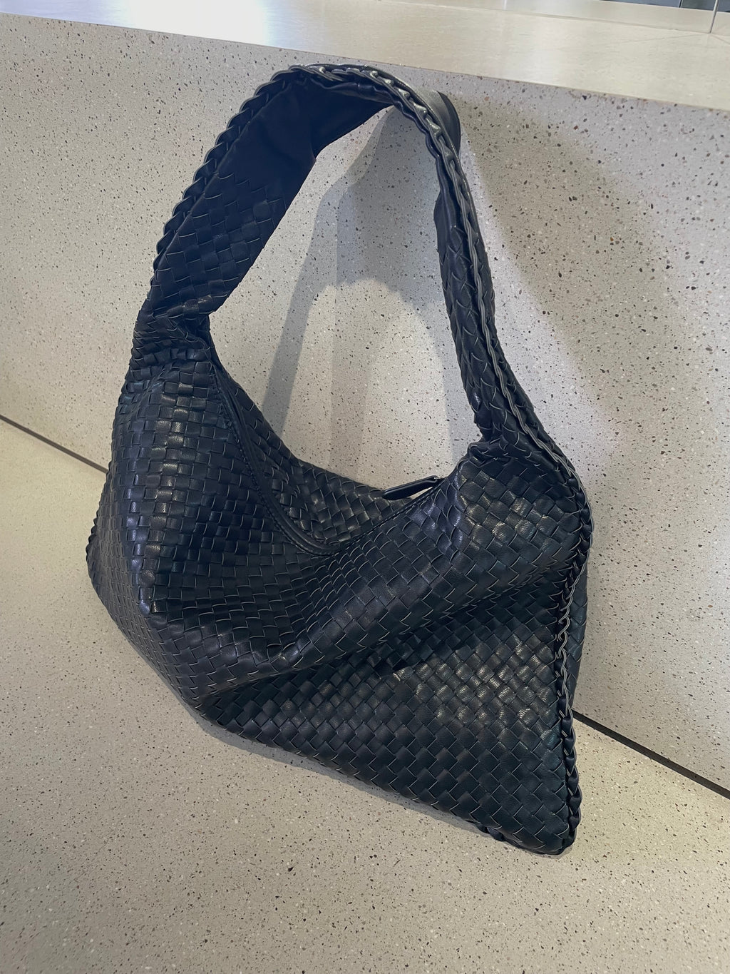 Vegan Leather Woven Hobo Bag, Braided Handbag, Woven Shoulder Bag