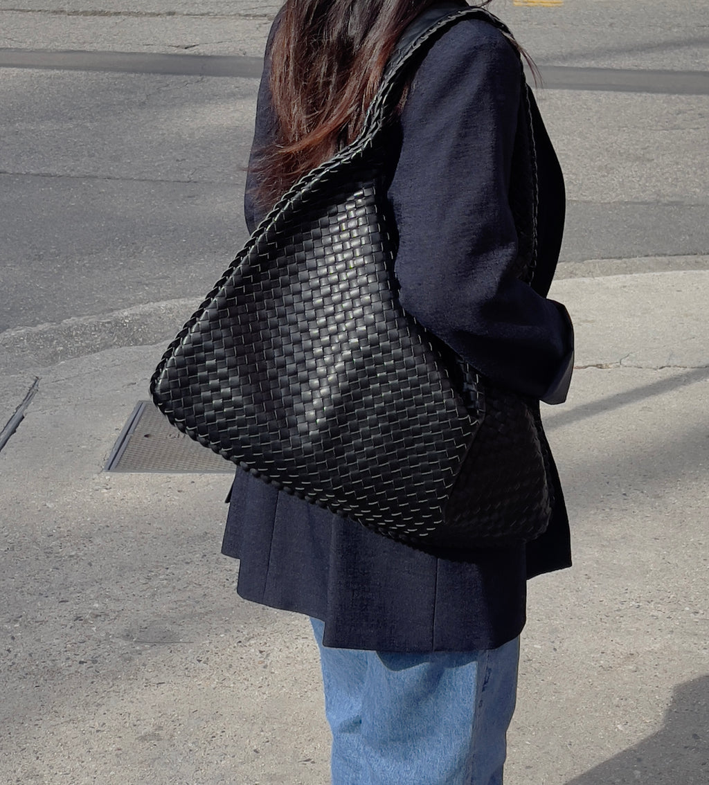 Vegan Leather Woven Hobo Bag, Braided Handbag, Woven Shoulder Bag