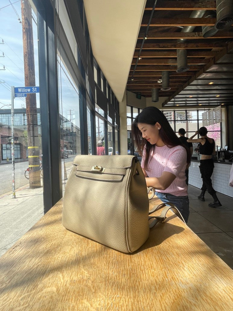 Genuine Leather♥ Venace Square Leather Backpack 3 Colors