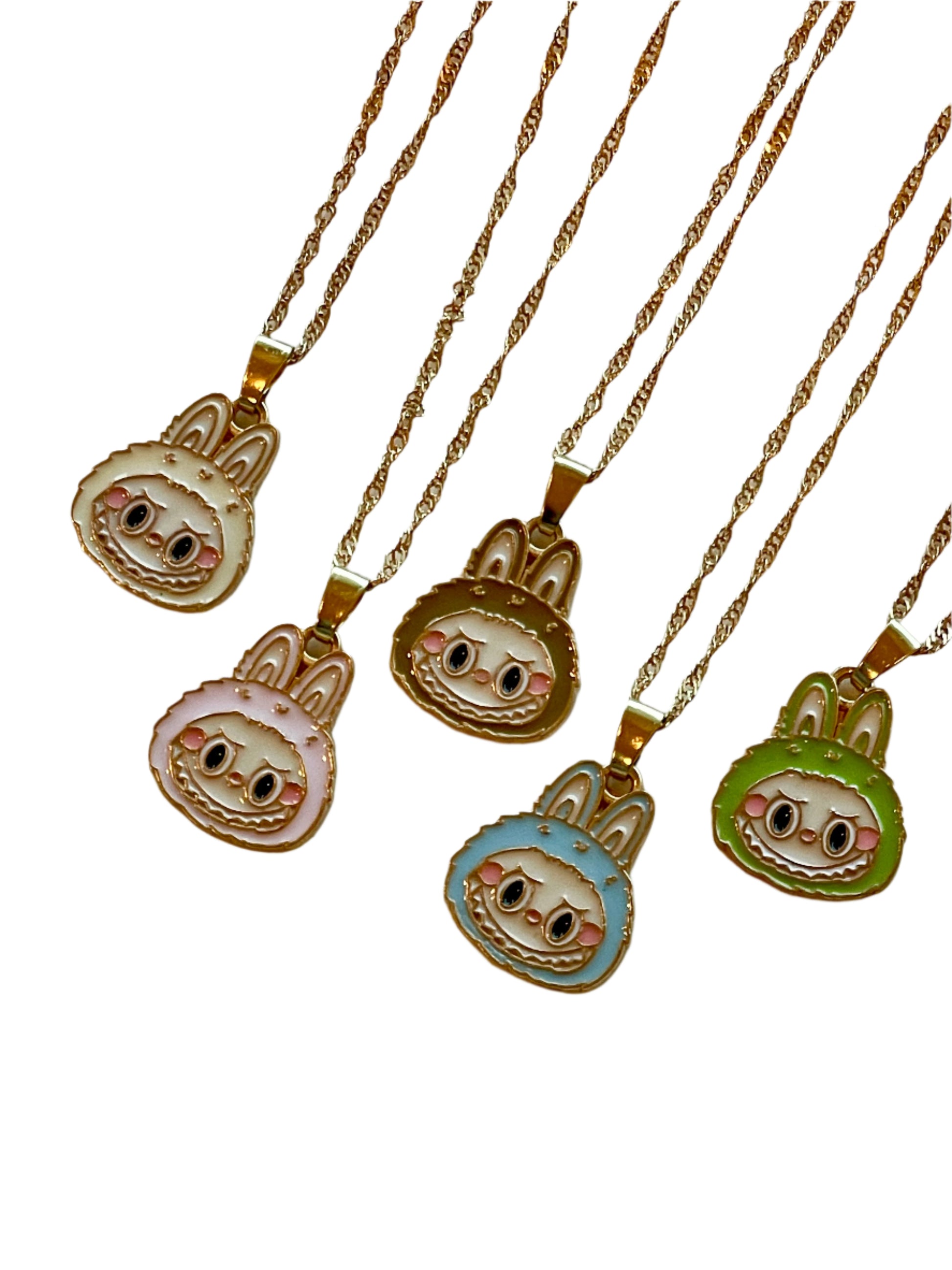 Trendy Gold Plated Pendant Necklace, Handmade La bubu Inspired Charm Necklace