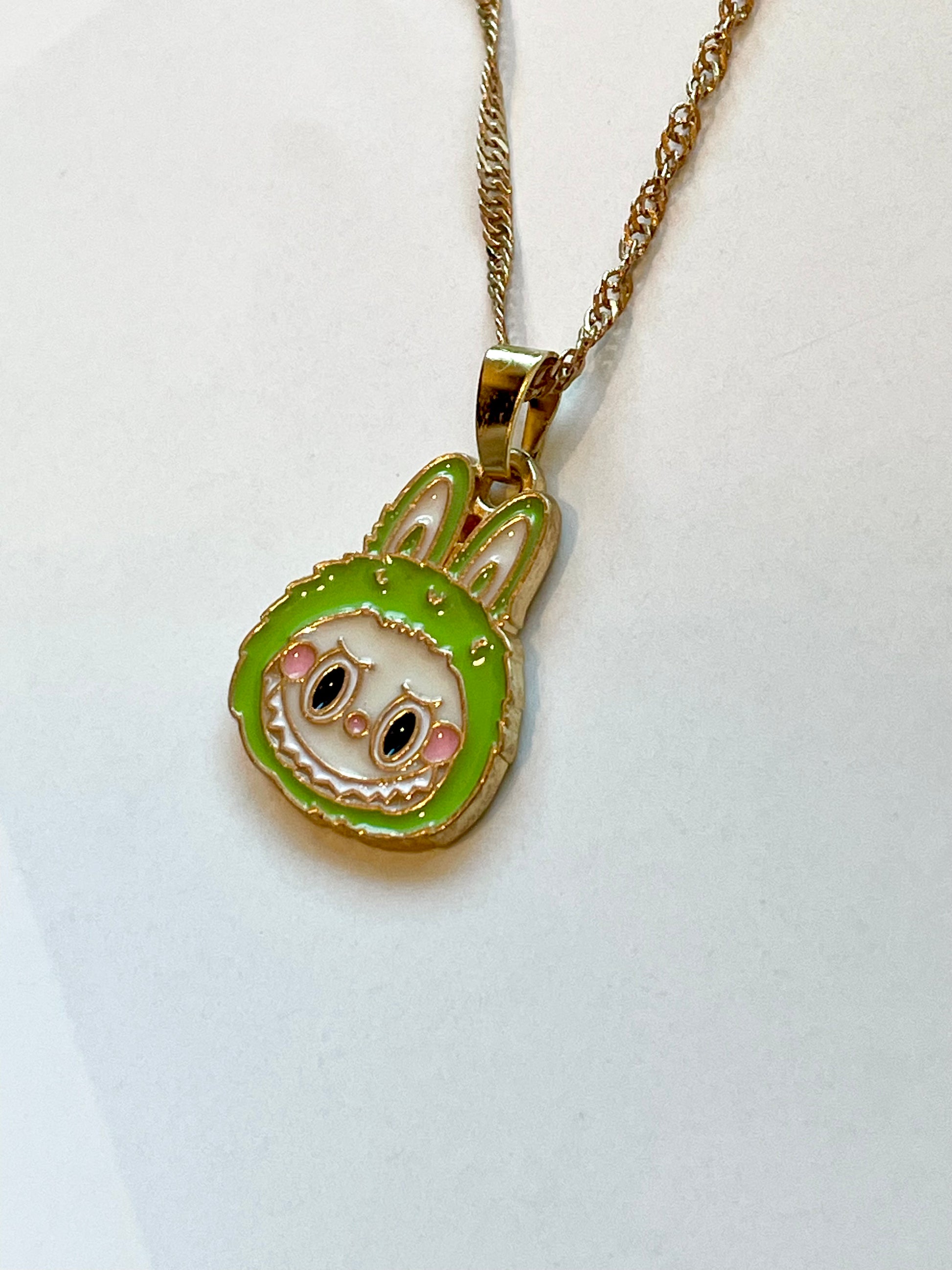 Trendy Gold Plated Pendant Necklace, Handmade La bubu Inspired Charm Necklace