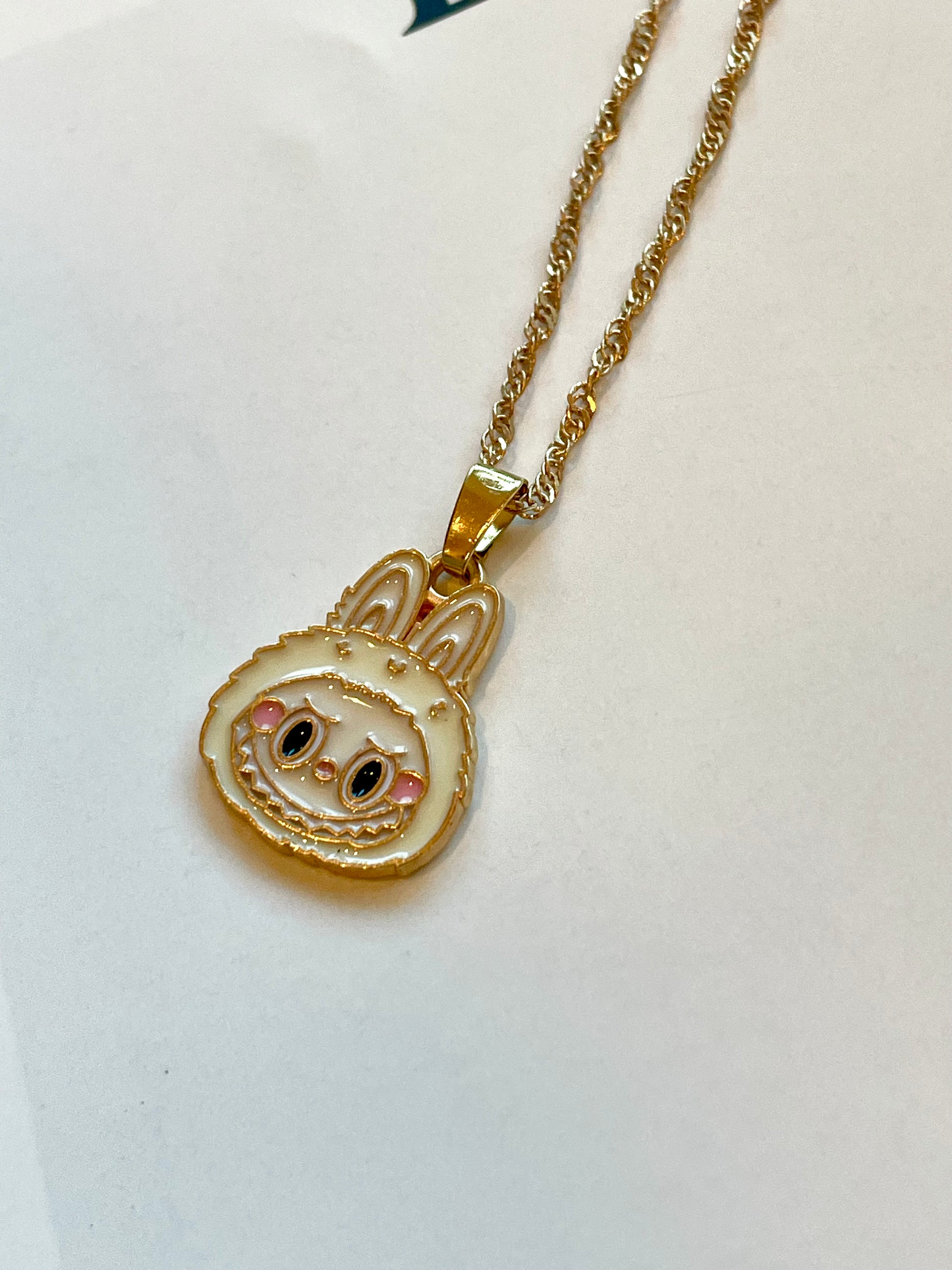 Trendy Gold Plated Pendant Necklace, Handmade La bubu Inspired Charm Necklace