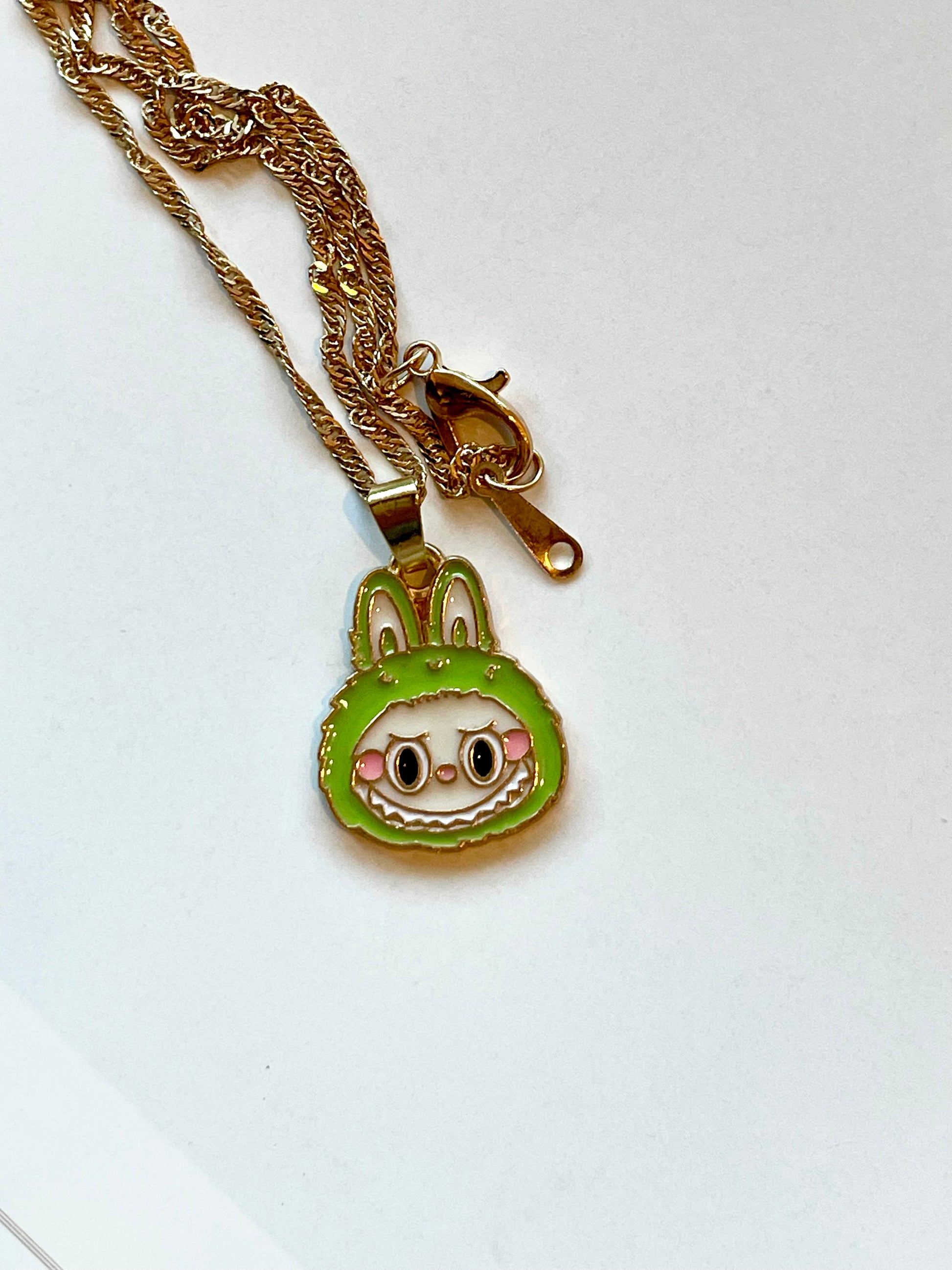Trendy Gold Plated Pendant Necklace, Handmade La bubu Inspired Charm Necklace