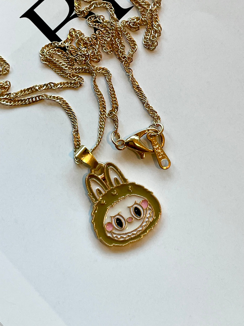 Trendy Gold Plated Pendant Necklace, Handmade La bubu Inspired Charm Necklace