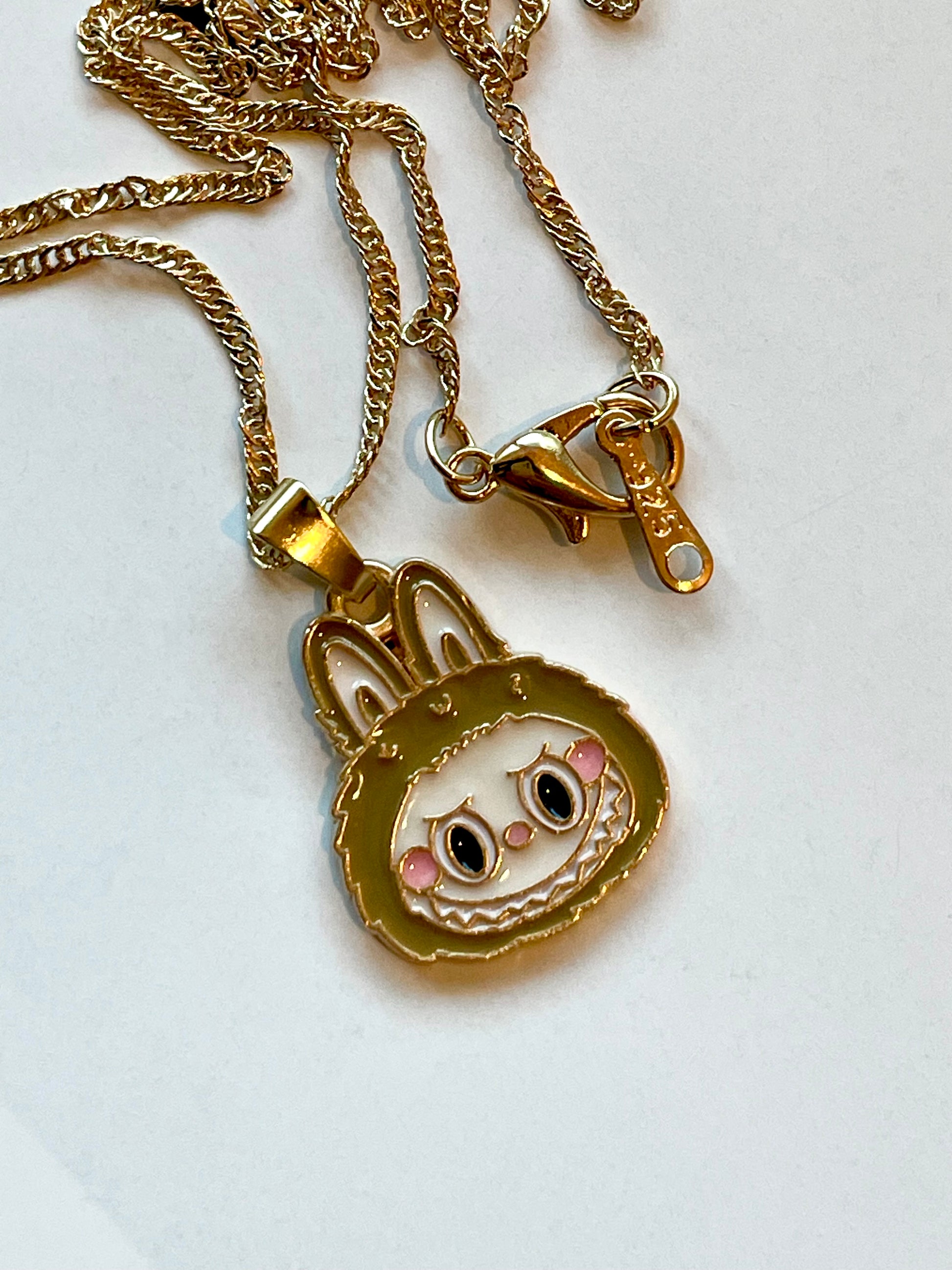 Trendy Gold Plated Pendant Necklace, Handmade La bubu Inspired Charm Necklace