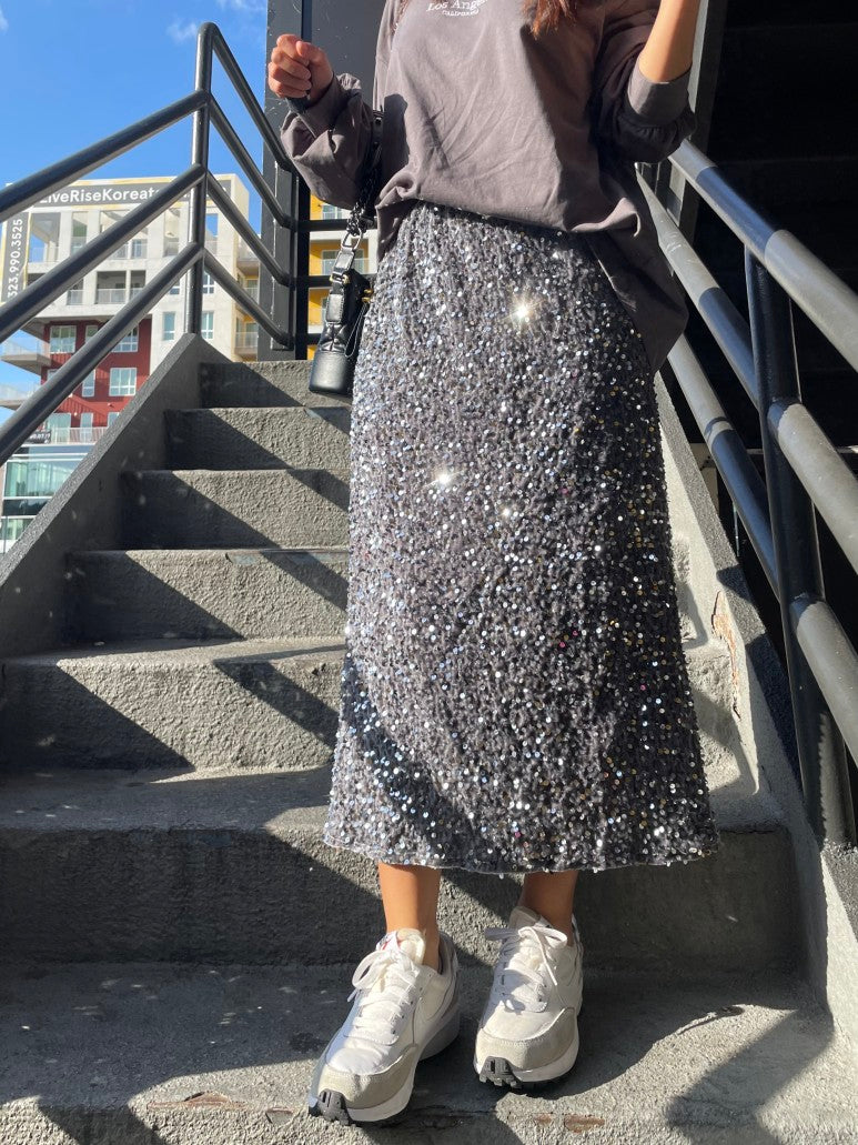 Sparkling♥ Glitter Midi Skirt