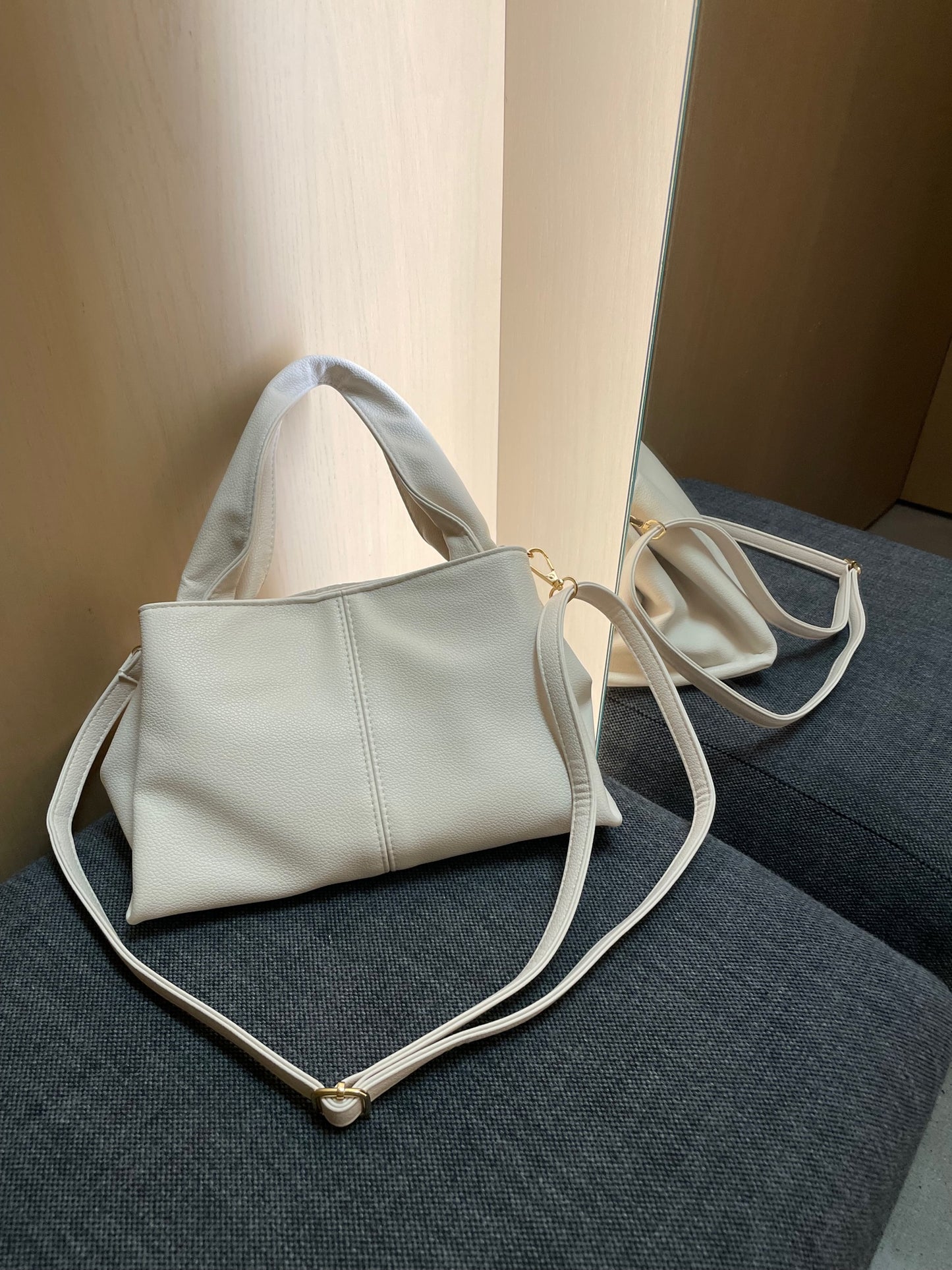 Minimalist PU Leather Satchel, Crossbody Bag, Adjustable Strap Bags, Large Capacity Shoulder Purse