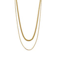 Double Layer Necklace, Stainless Steel Herringbone and Snake Chain, 16-18 Inches, Minimalist Jewelry for Women
