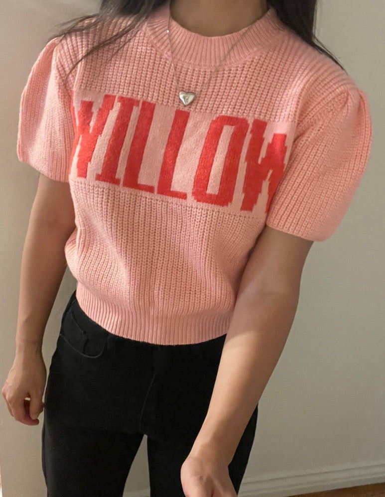 핑크핑크(러블리)♥ Willow 그래픽 핑크 스웨터