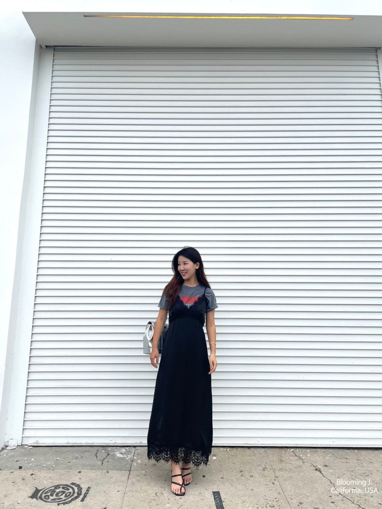 Feminine♥ Lace Cami Black Dress