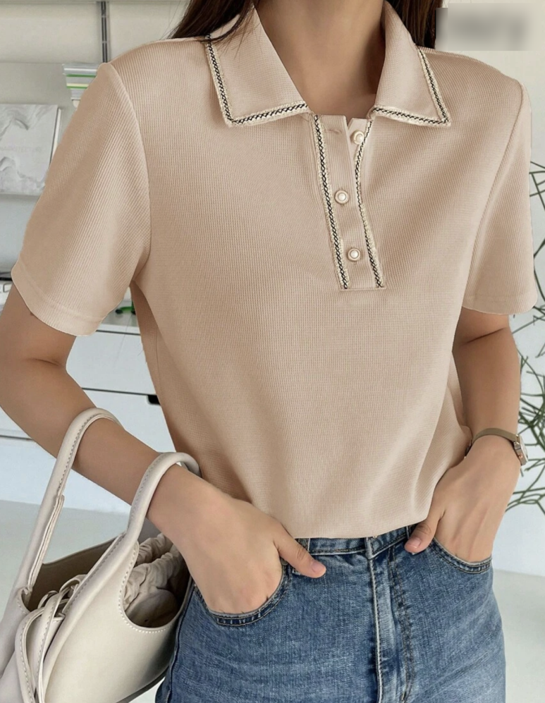 Daily ♥ Coco Tweed Collar Blouse Top