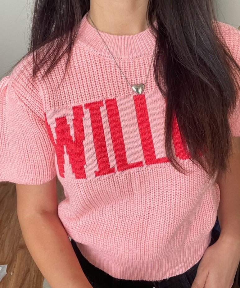 핑크핑크(러블리)♥ Willow 그래픽 핑크 스웨터