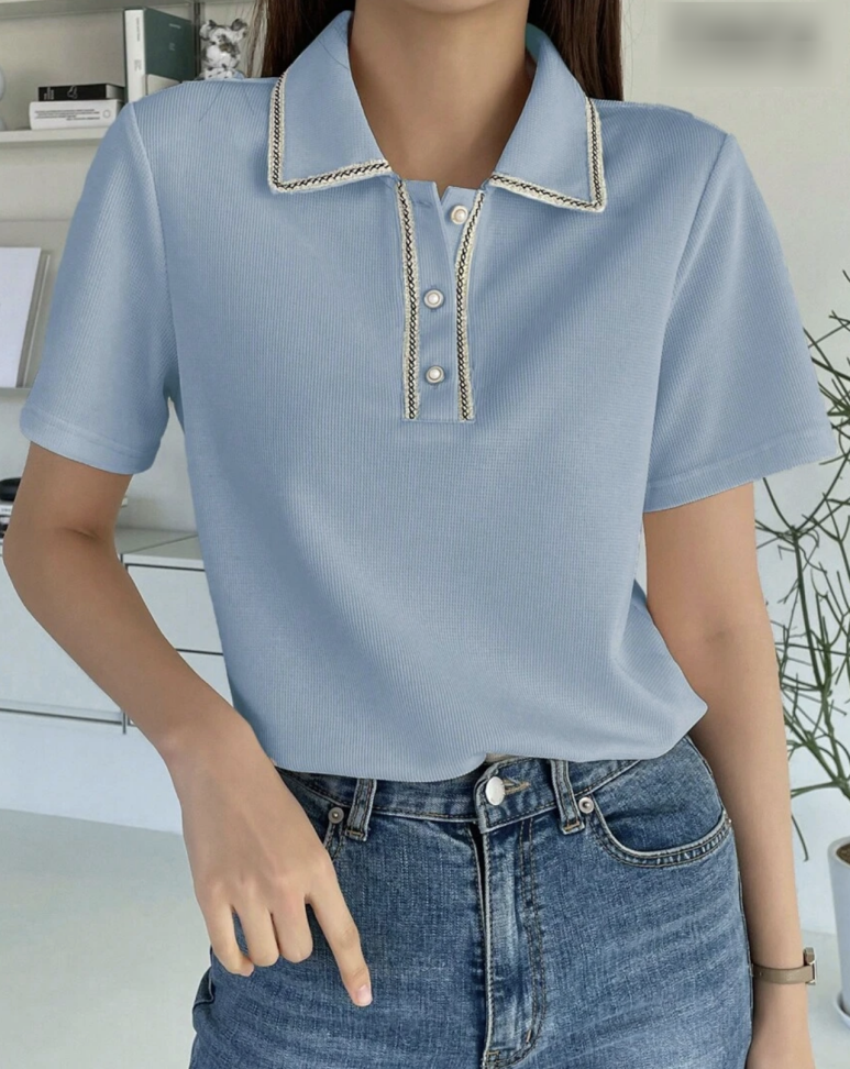Daily ♥ Coco Tweed Collar Blouse Top