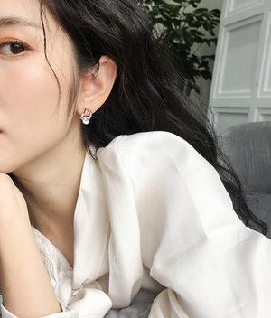 Rose Gold Plated Asymmetrical D Initial Earrings, Mismatched Statement Studs for Women