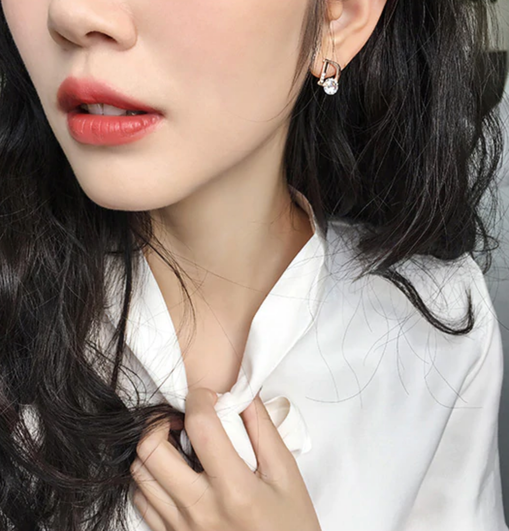 Rose Gold Plated Asymmetrical D Initial Earrings, Mismatched Statement Studs for Women
