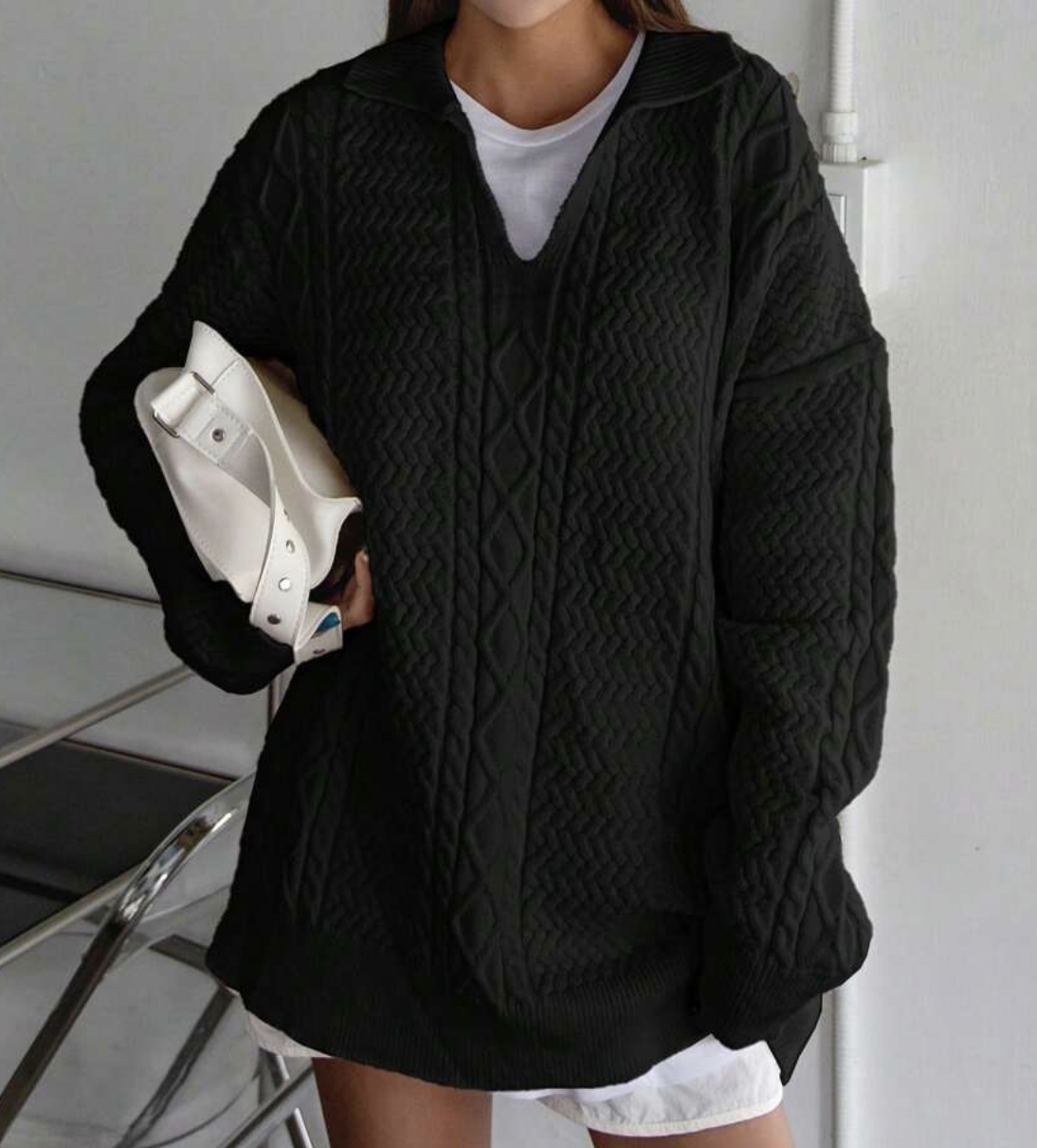 EverydayWear(comfy)♥ Cable Polo Sweater 4 Colors